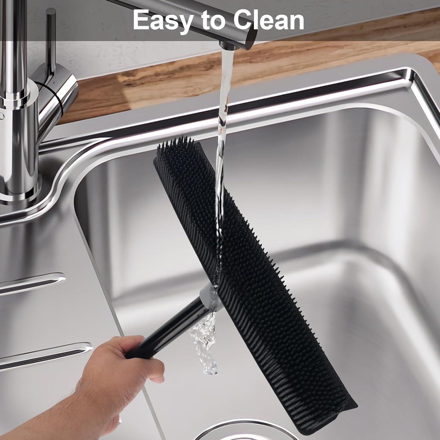 Escoba de goma KeFanta para pelo de mascotas con mango telescópico