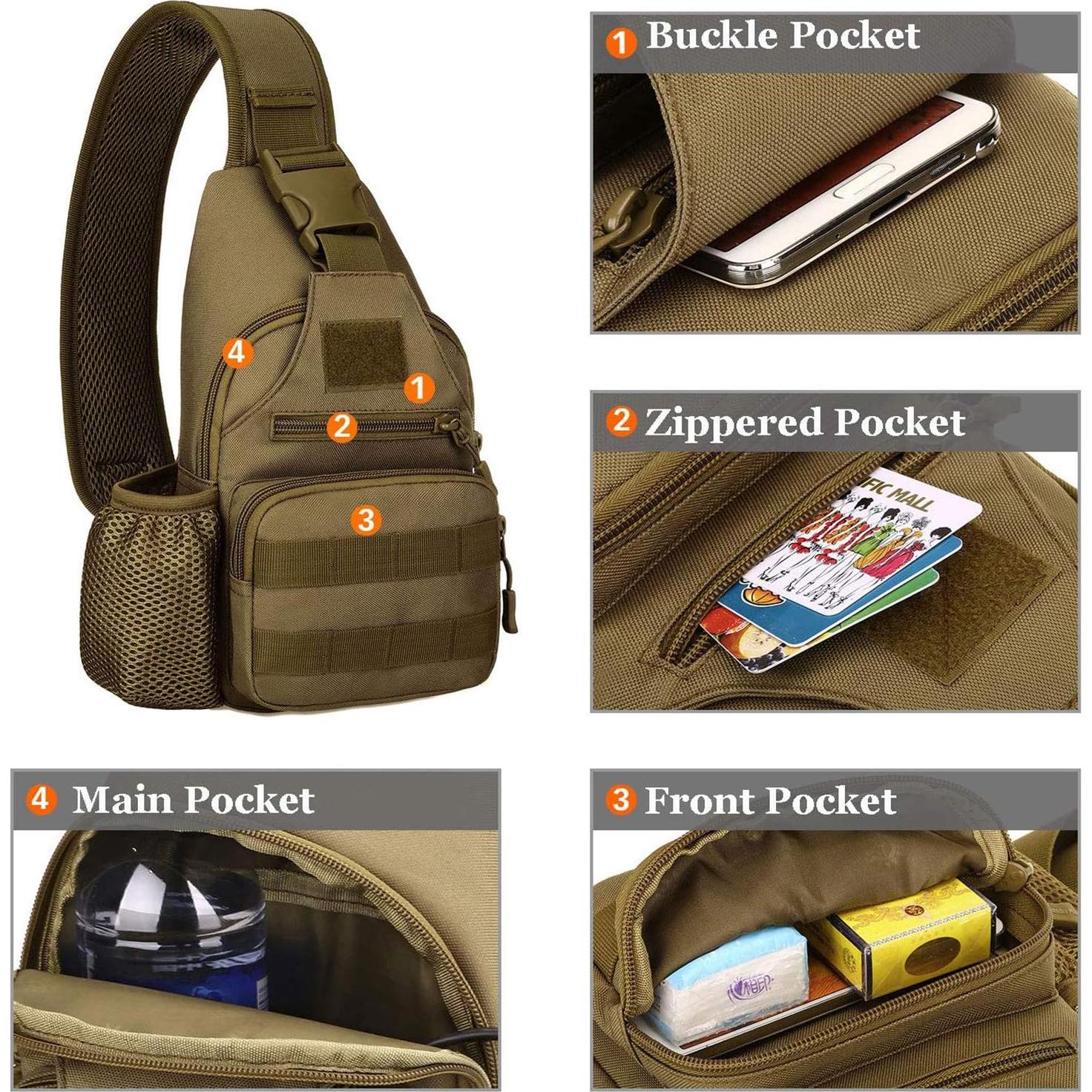 Bolsa Táctica Militar Resistente al Agua MOLLE Negra 30x16x11 cm