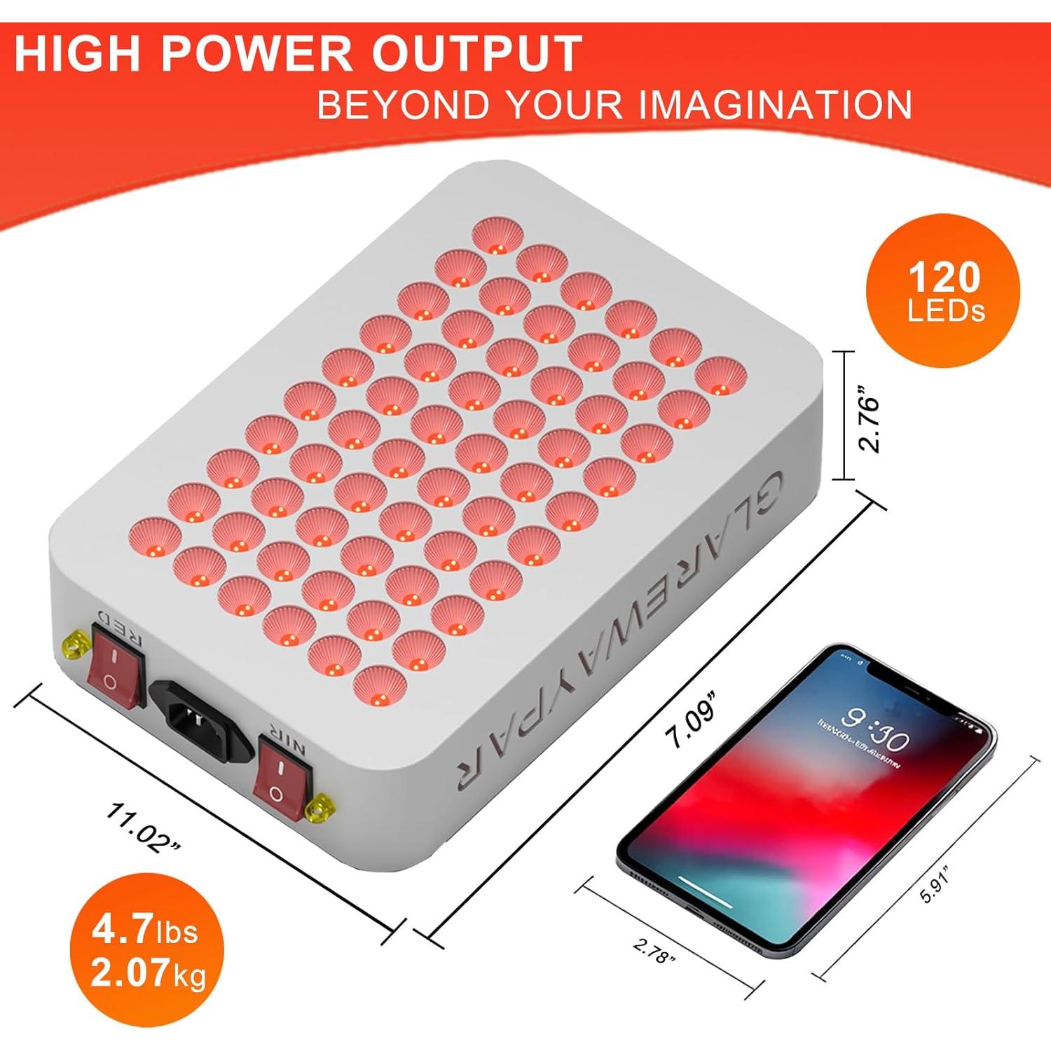 Panel de Terapia de Luz Roja GLAREWAY 660nm y 850nm