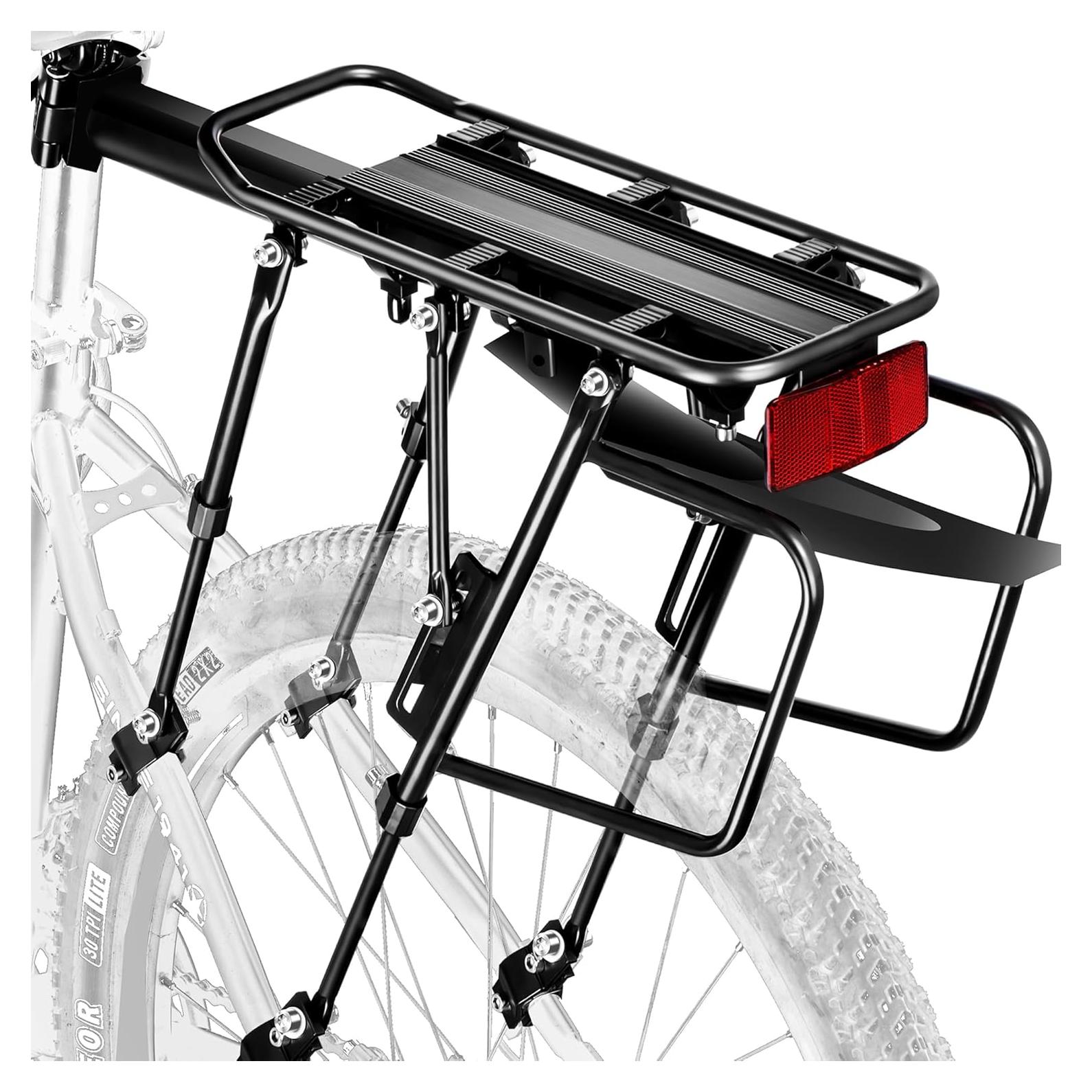 Rear Bike Rack,310 LB Capacity Solid Bearings Bike Cargo Rack w/Fender & Large Size Reflective,Quick Release Mountain Road Bicycle Rear Racks,Universal Bike Luggage Touring Carrier Rack,YONTUO