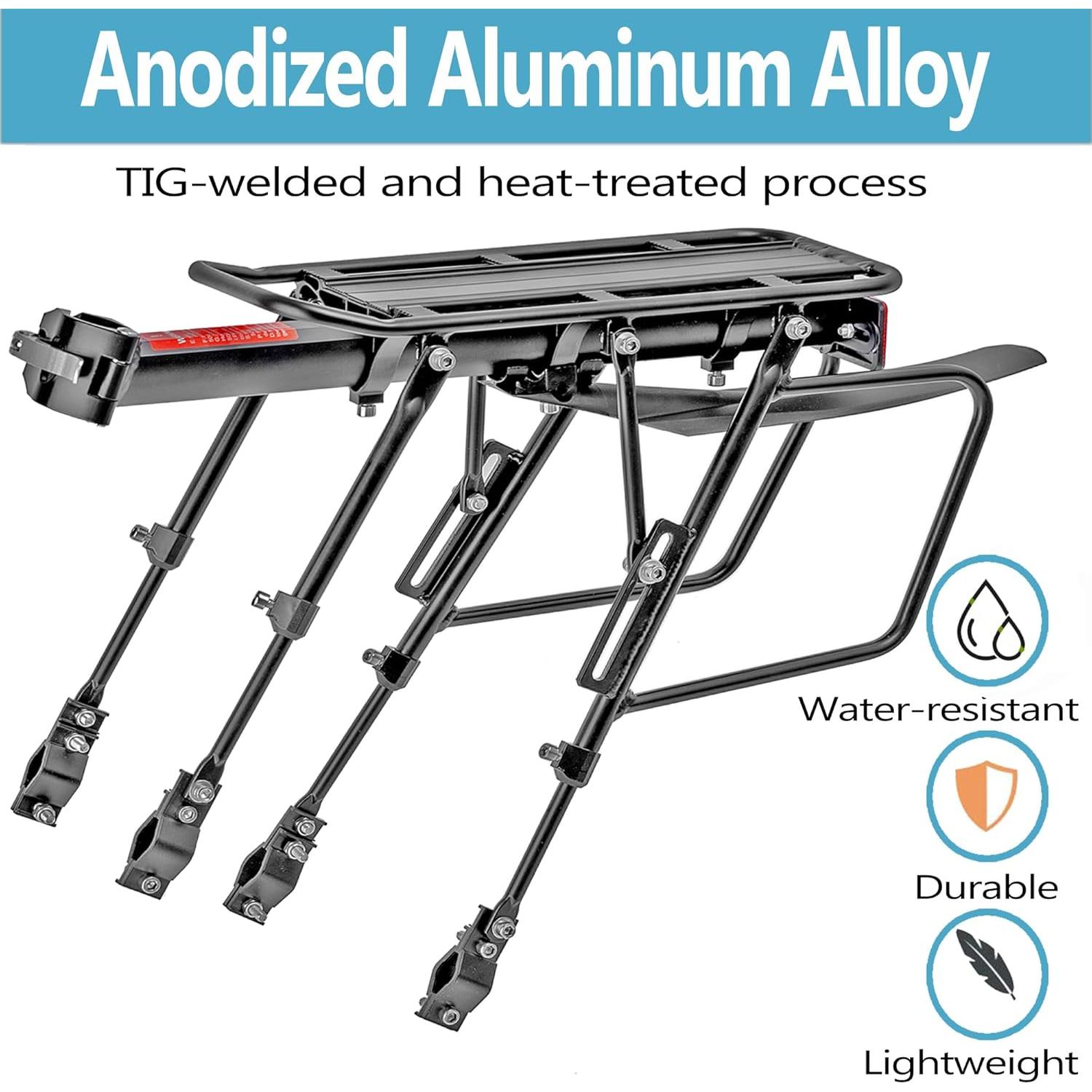 Rear Bike Rack,310 LB Capacity Solid Bearings Bike Cargo Rack w/Fender & Large Size Reflective,Quick Release Mountain Road Bicycle Rear Racks,Universal Bike Luggage Touring Carrier Rack,YONTUO