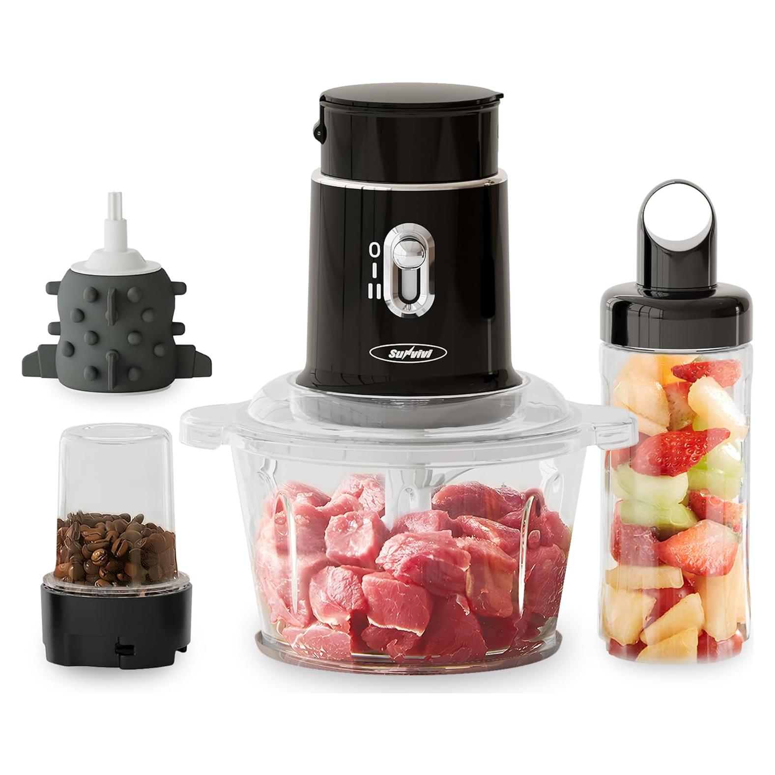 Picadora Eléctrica Sunvivi 4 en 1, 1.5L, Negro