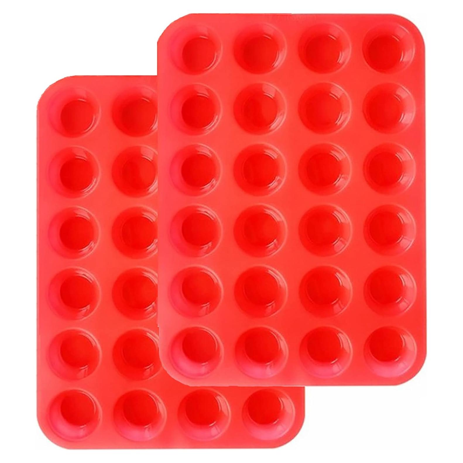 Molde de Silicona Antiadherente JEWOSTER 24 Tazas Rojas