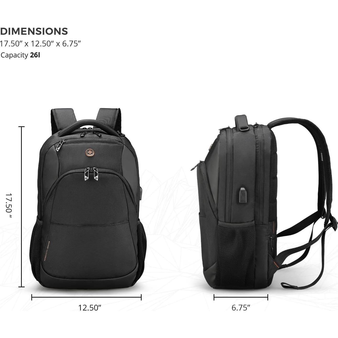 Mochila Universitaria Swissdigital para Laptop 16" Negra