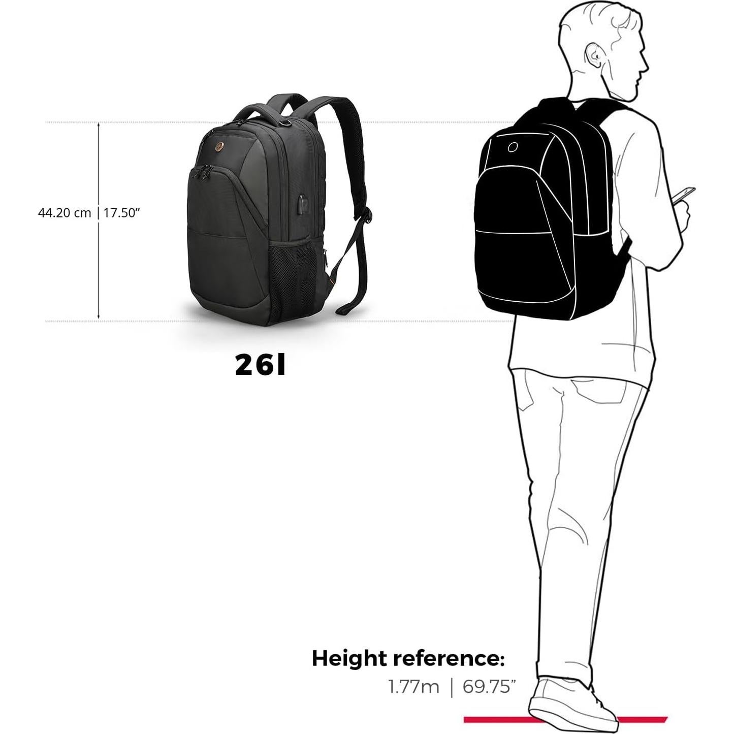 Mochila Universitaria Swissdigital para Laptop 16" Negra