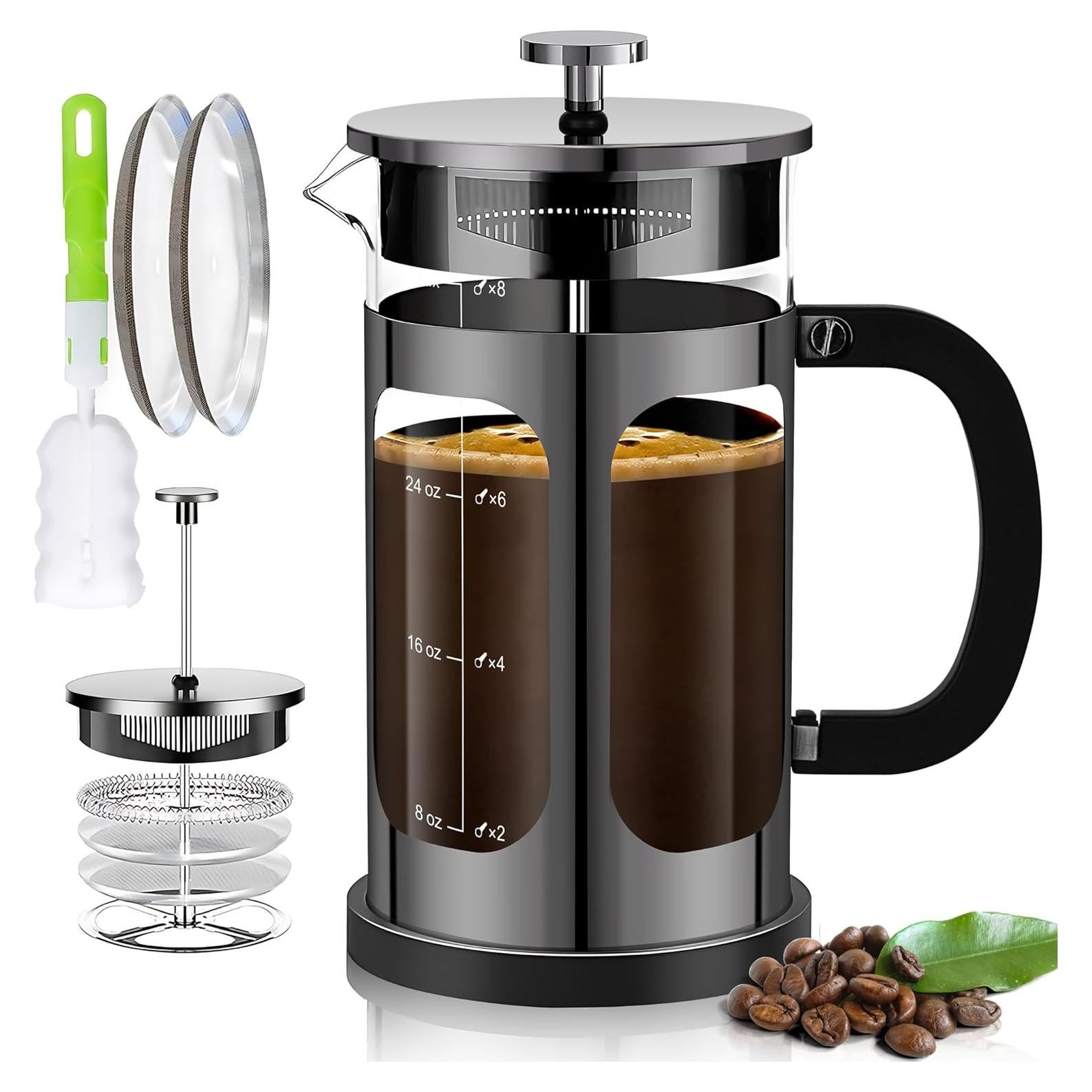 Prensa Francesa YMMIND 1000ml 5-6 Tazas Vidrio Borosilicato