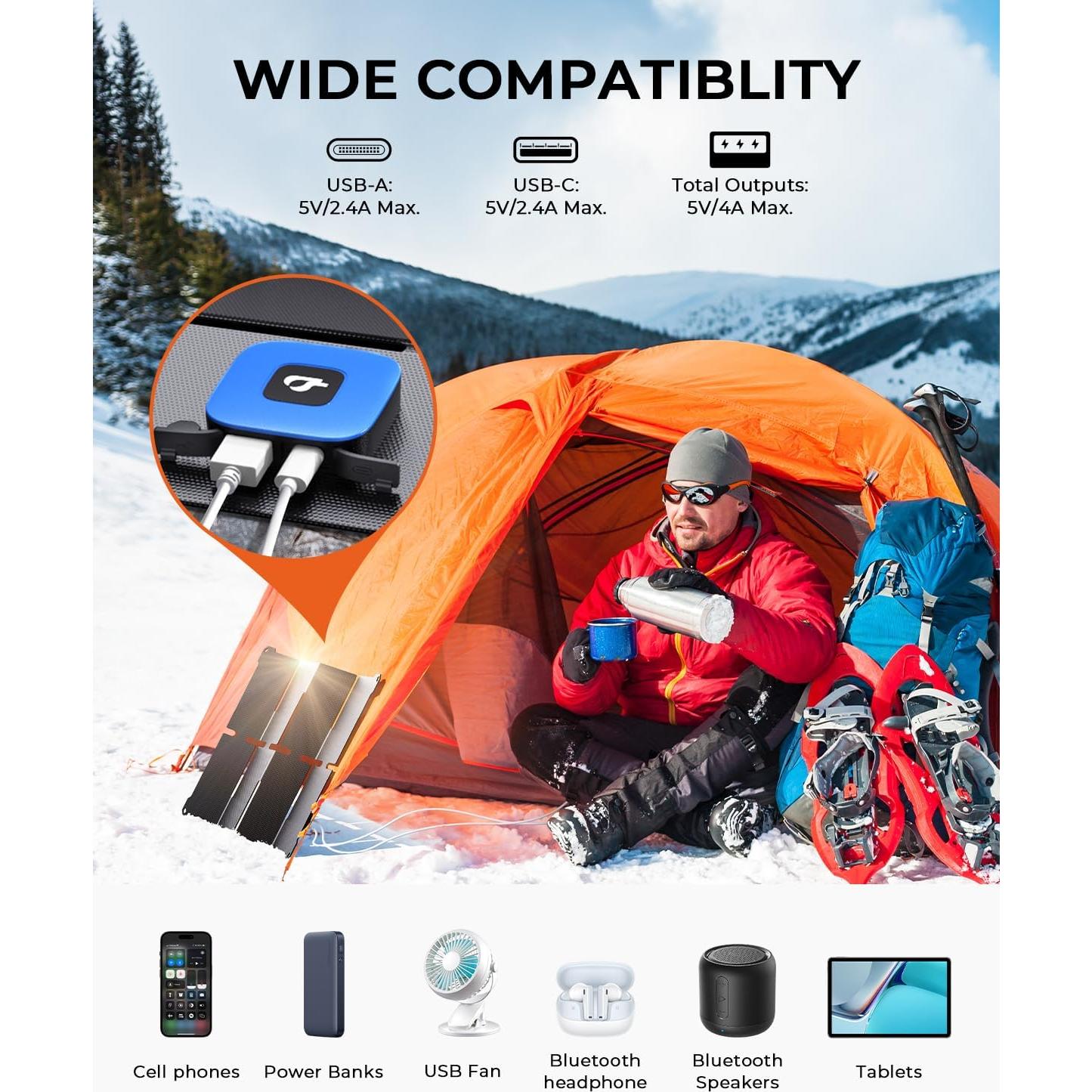 Cargador Solar BigBlue 25W Plegable USB-A y USB-C IP68