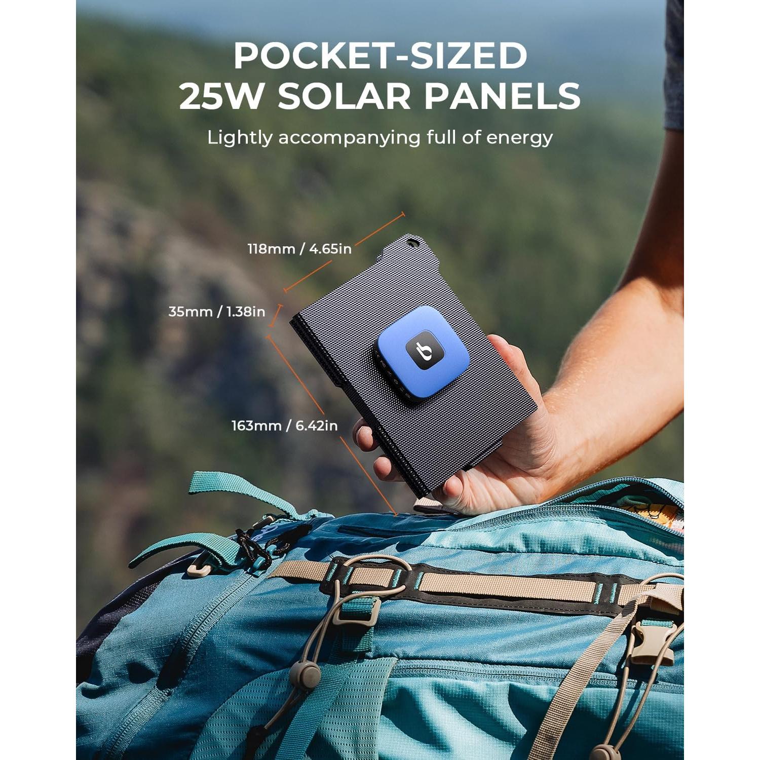 Cargador Solar BigBlue 25W Plegable USB-A y USB-C IP68