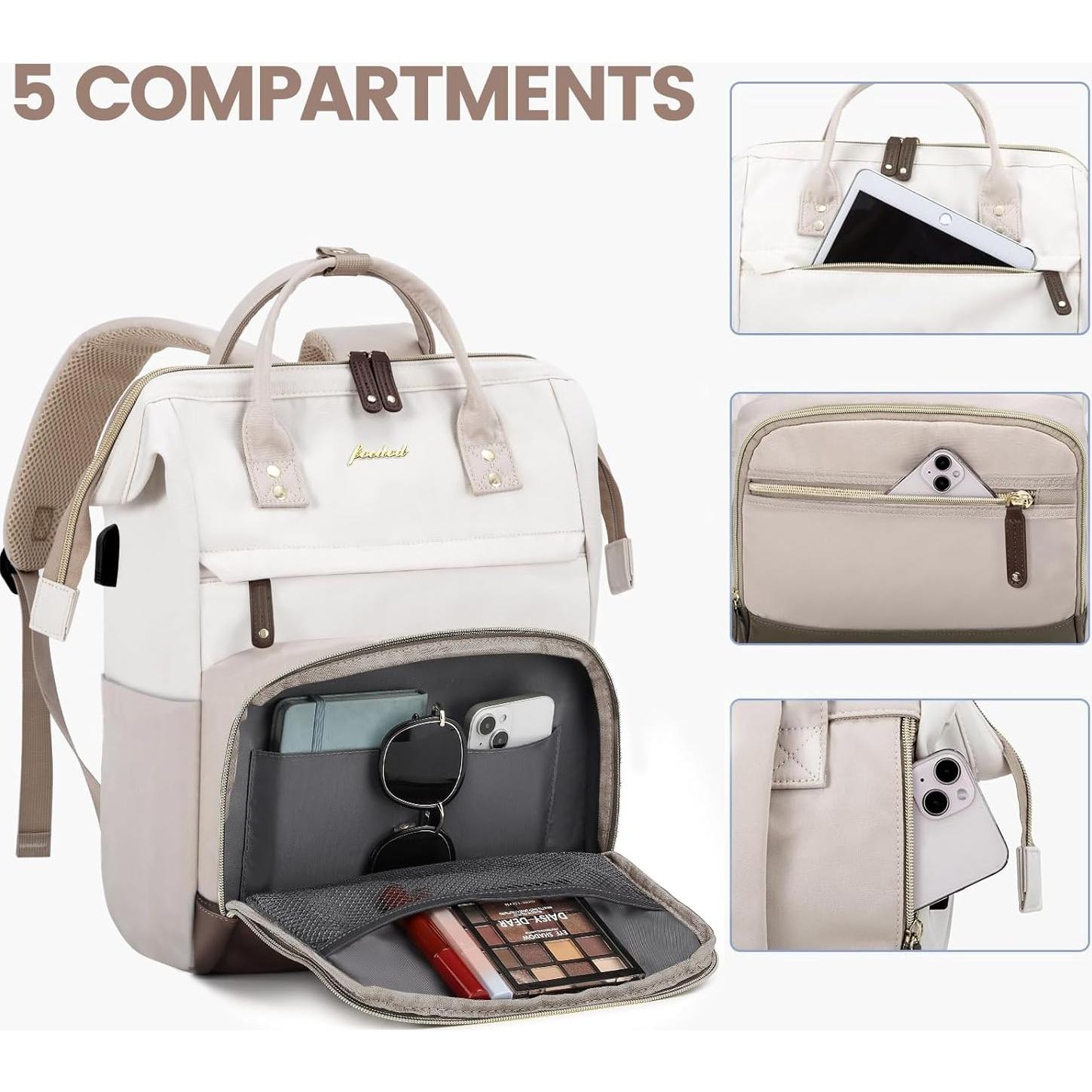 Mochila para Laptop FOCDOD 15.6" Impermeable Beige-Khaki