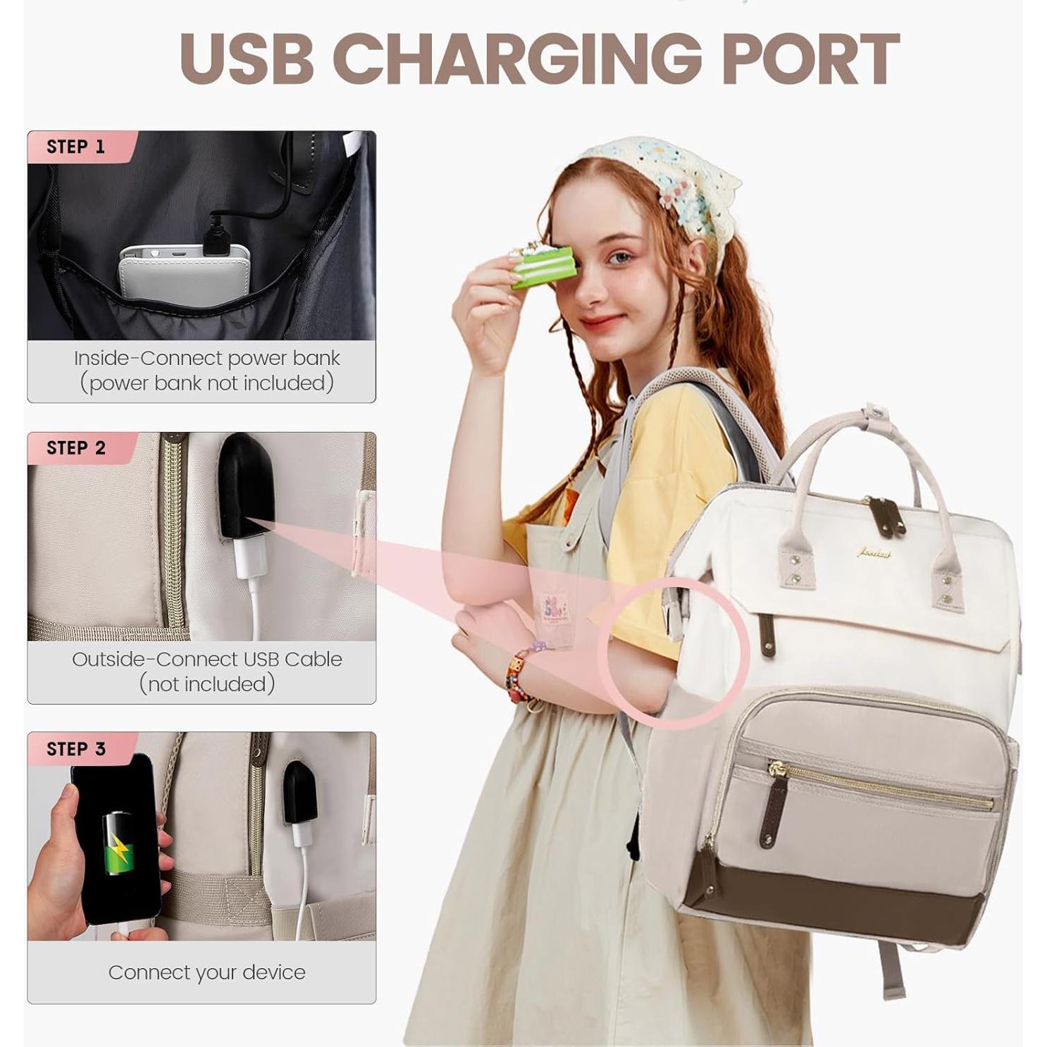 Mochila para Laptop FOCDOD 15.6" Impermeable Beige-Khaki