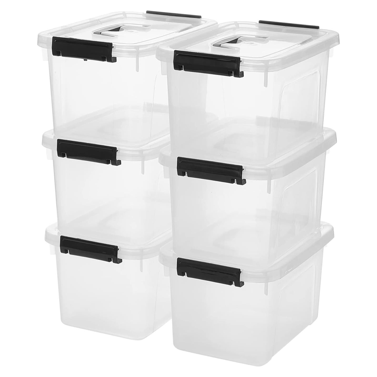 6 Quart Clear Storage Latch Box/Bins, 6-Pack Plastic Container with Latches and Lid