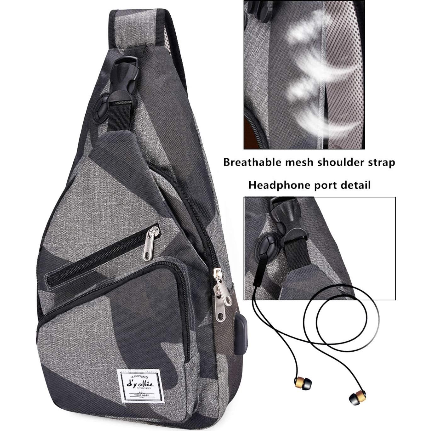 Bolsa de Bandolera D'yallee 39 cm Nylon con Carga USB