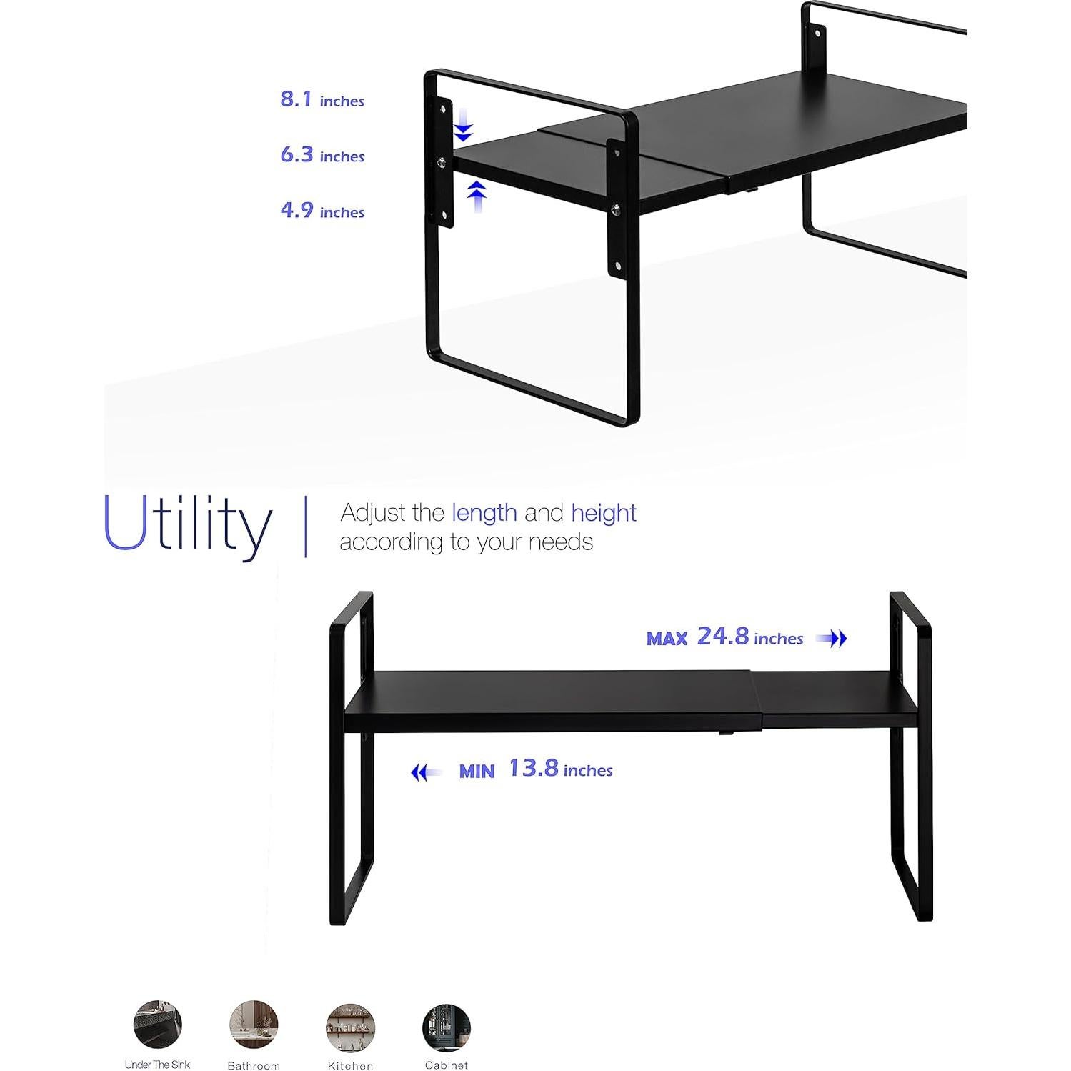 Estante de Gabinete Ajustable Nxconsu Expandible 35.1-62.9 cm