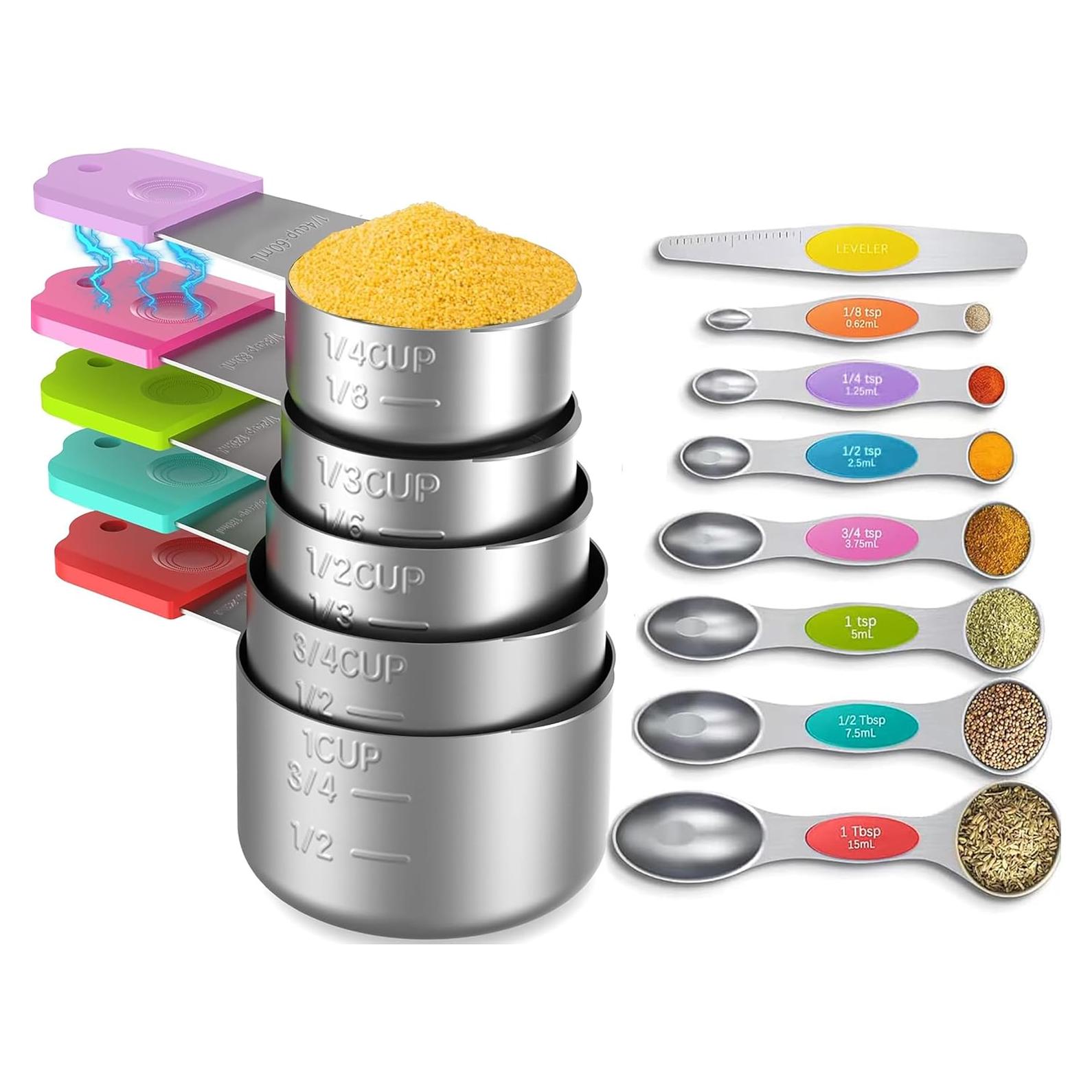 Set de Tazas y Cucharas Medidoras Magnéticas Minteem 13PCS