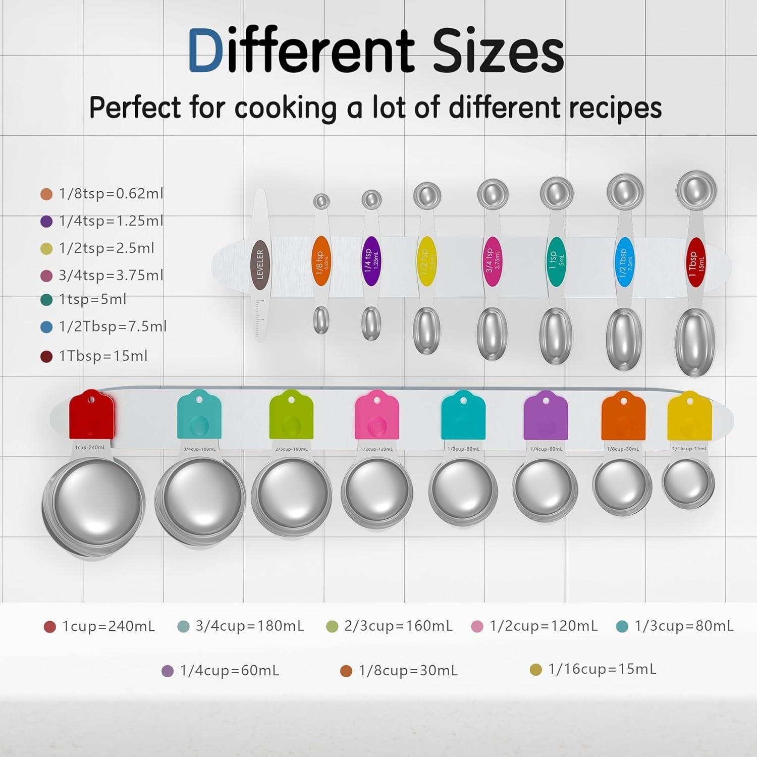 Set de Tazas y Cucharas Medidoras Magnéticas Minteem 13 Piezas