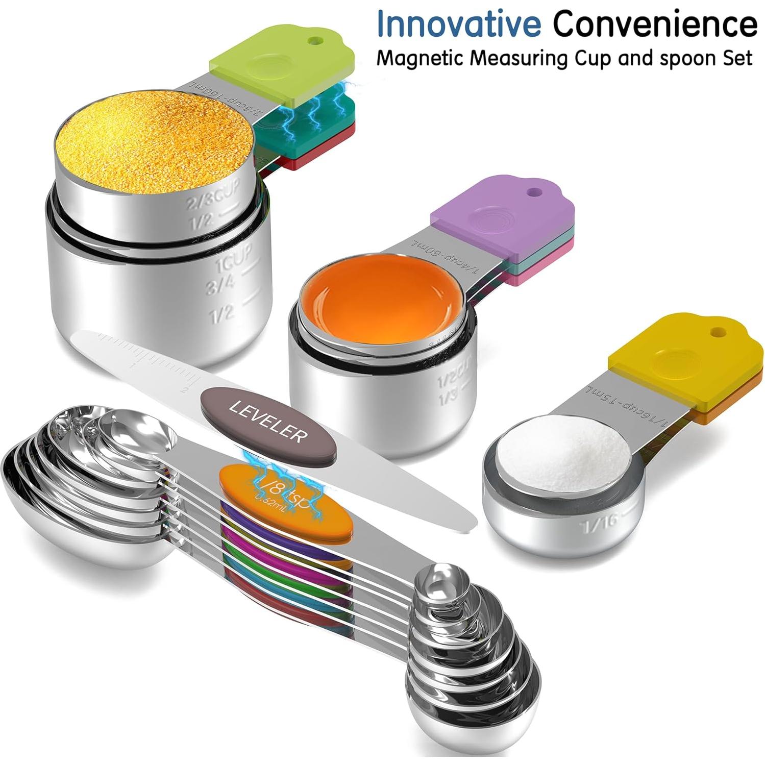 Set de Tazas y Cucharas Medidoras Magnéticas Minteem 13 Piezas