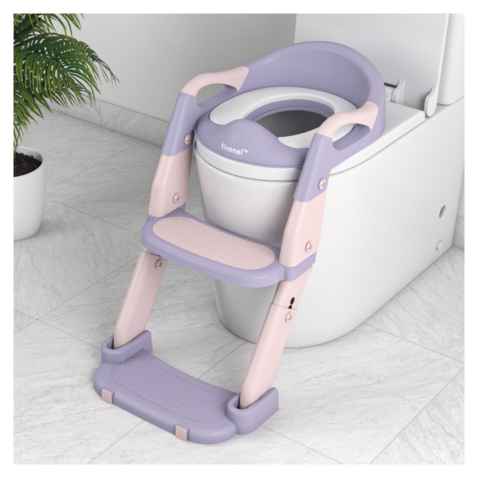 3-in-1 Toddler Potty Training Toilet Seat with Splash Guard, Anti Slip Pad for Kids Boys & Girls (Purple)