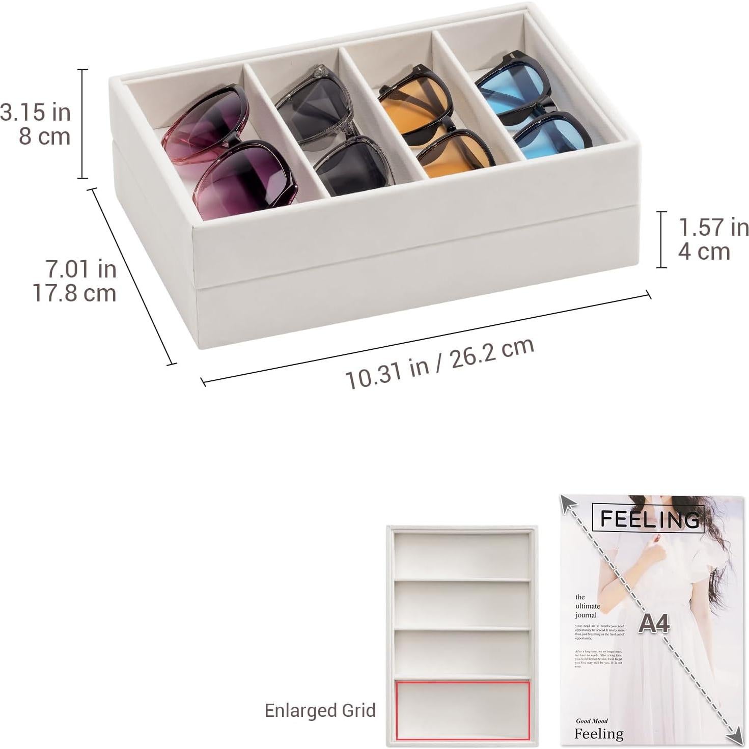 Organizador de Gafas Lolalet Beige 4 Compartimentos 2 Pcs