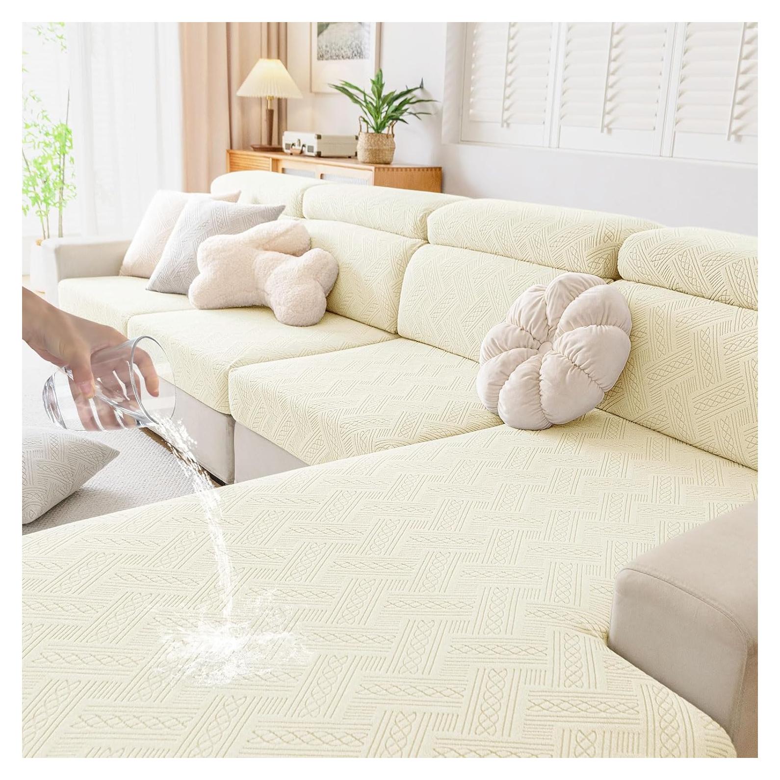 Funda de sofá impermeable hyha para 2 cojines beige