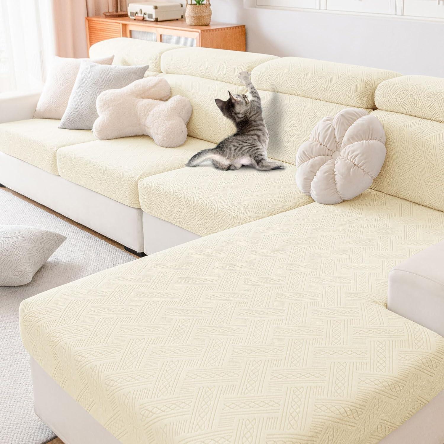 Funda de sofá impermeable hyha para 2 cojines beige