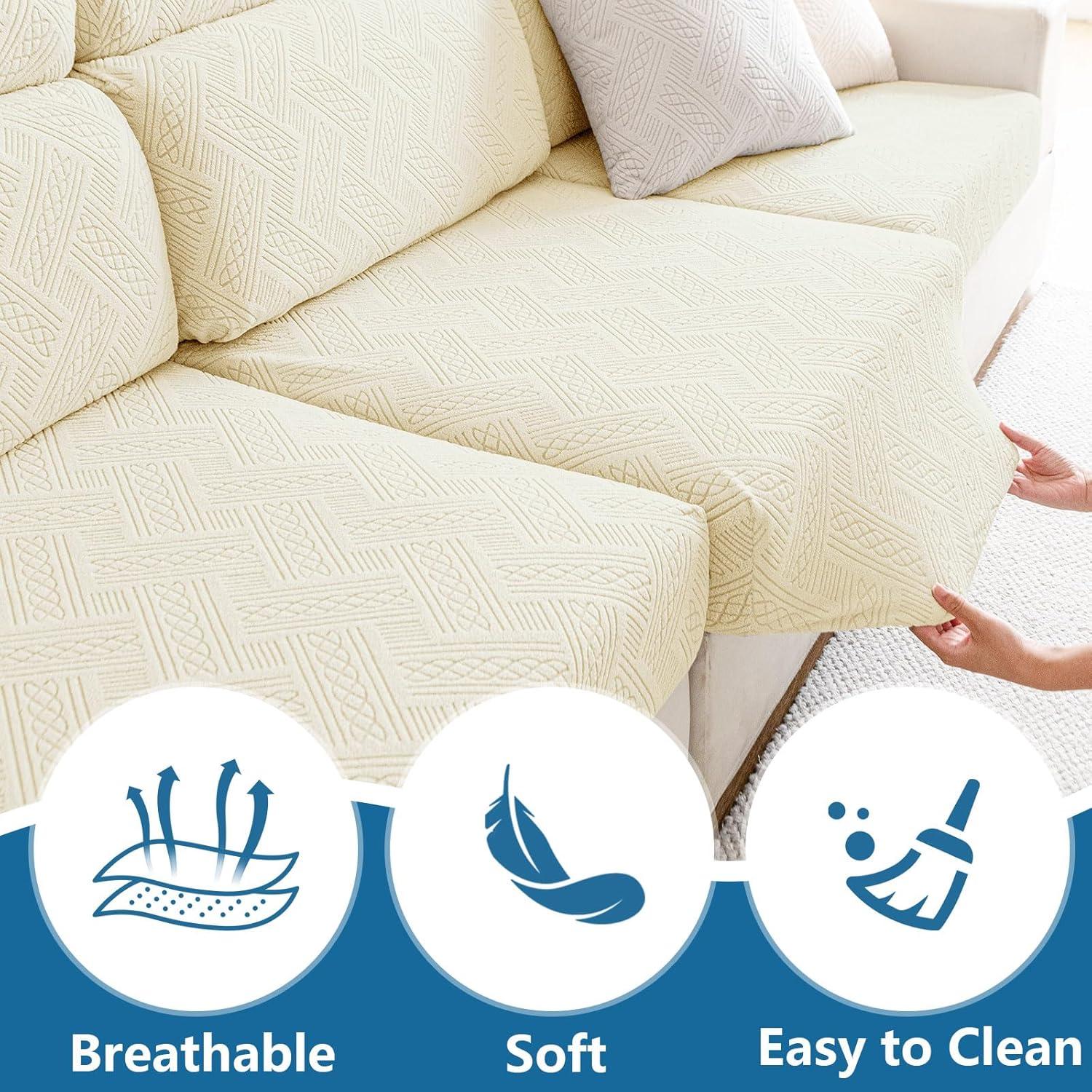 Funda de sofá impermeable hyha para 2 cojines beige