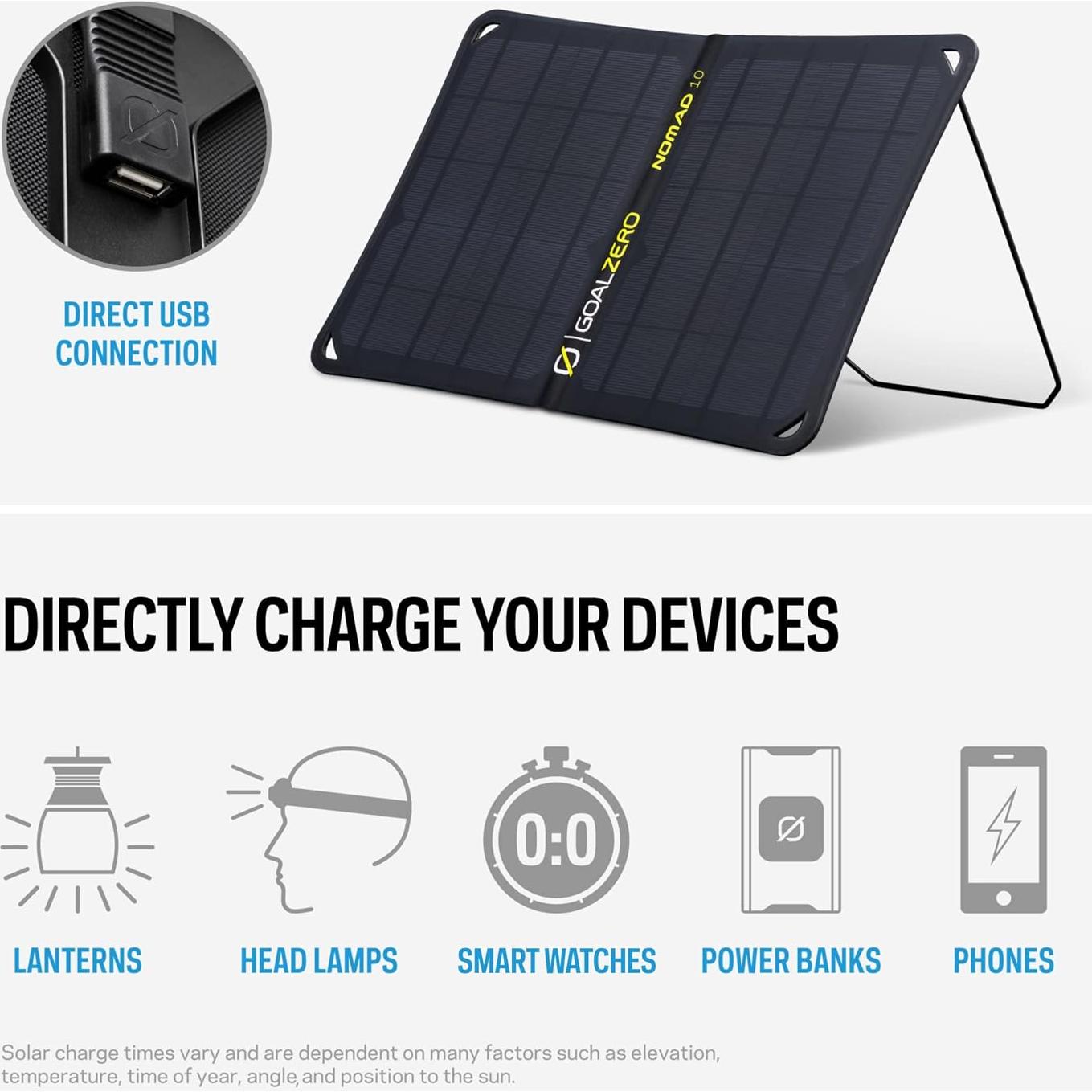 Panel Solar Plegable Goal Zero Nomad 10W USB para Viajes