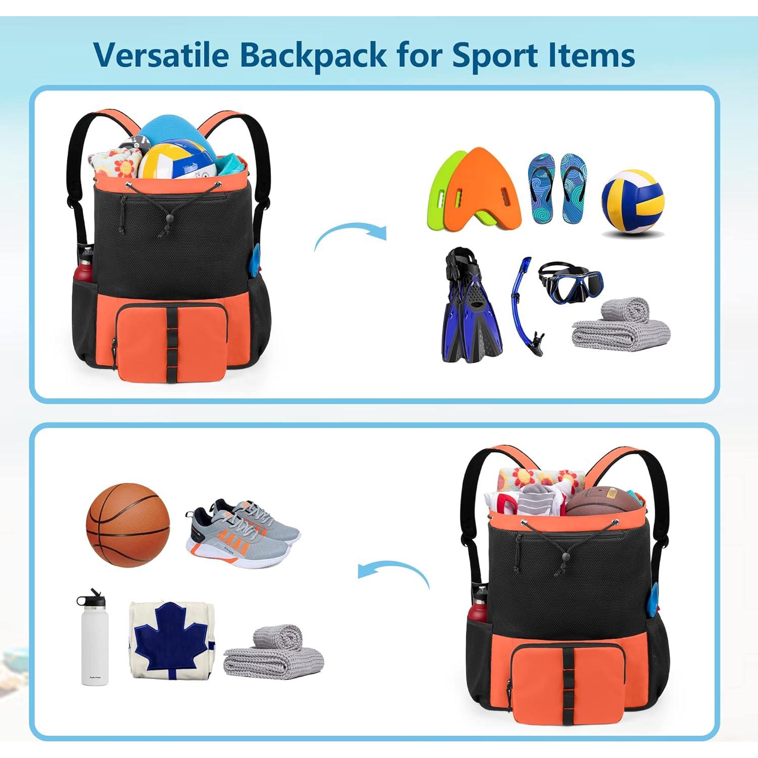 Mochila de Playa Fasrom Naranja 20L con Cremallera