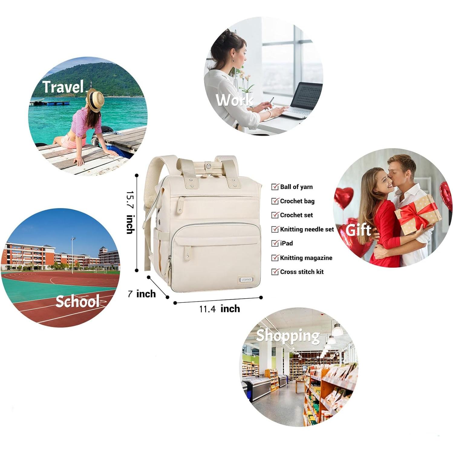 Mochila de Tejer LTINVECK Albaricoque con Cargador USB