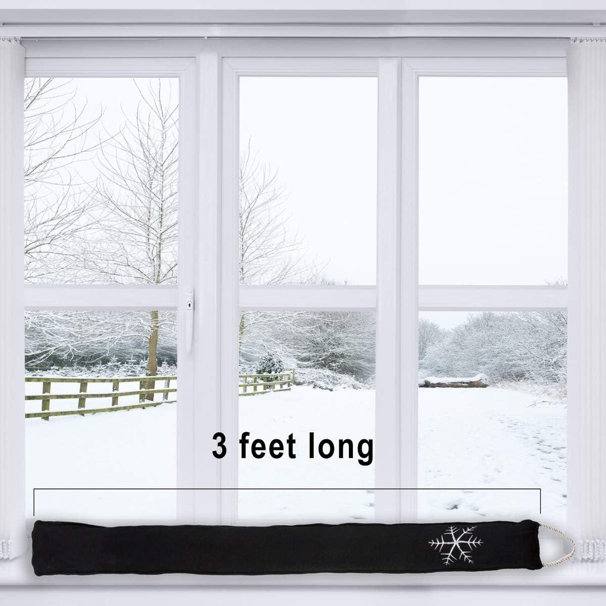 Cold Weather Door Draft Stopper - 36 Inch Door Snake Draft Stopper - Wind Blocker for Door Bottom and Window Sill (Black)