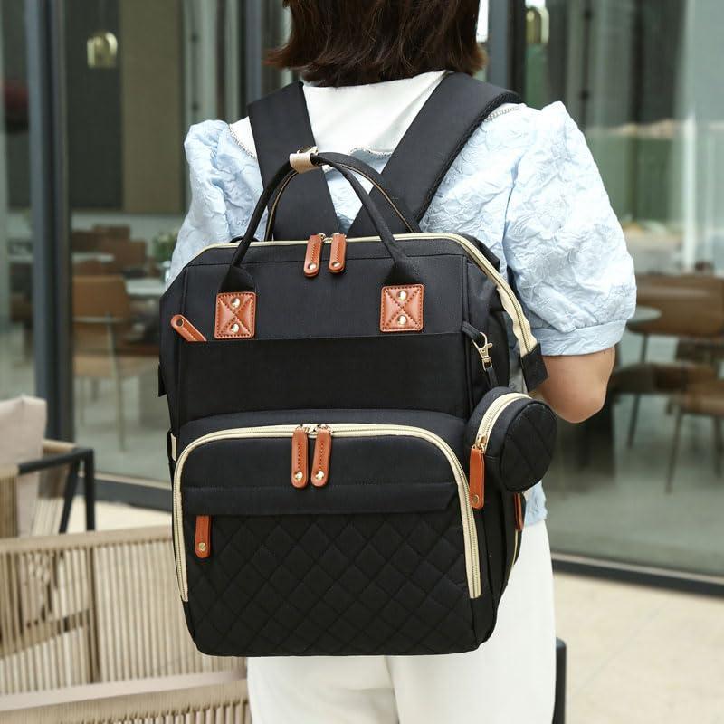 Mochila de Pañales Unisex Mmb01 Negra con 16 Bolsillos