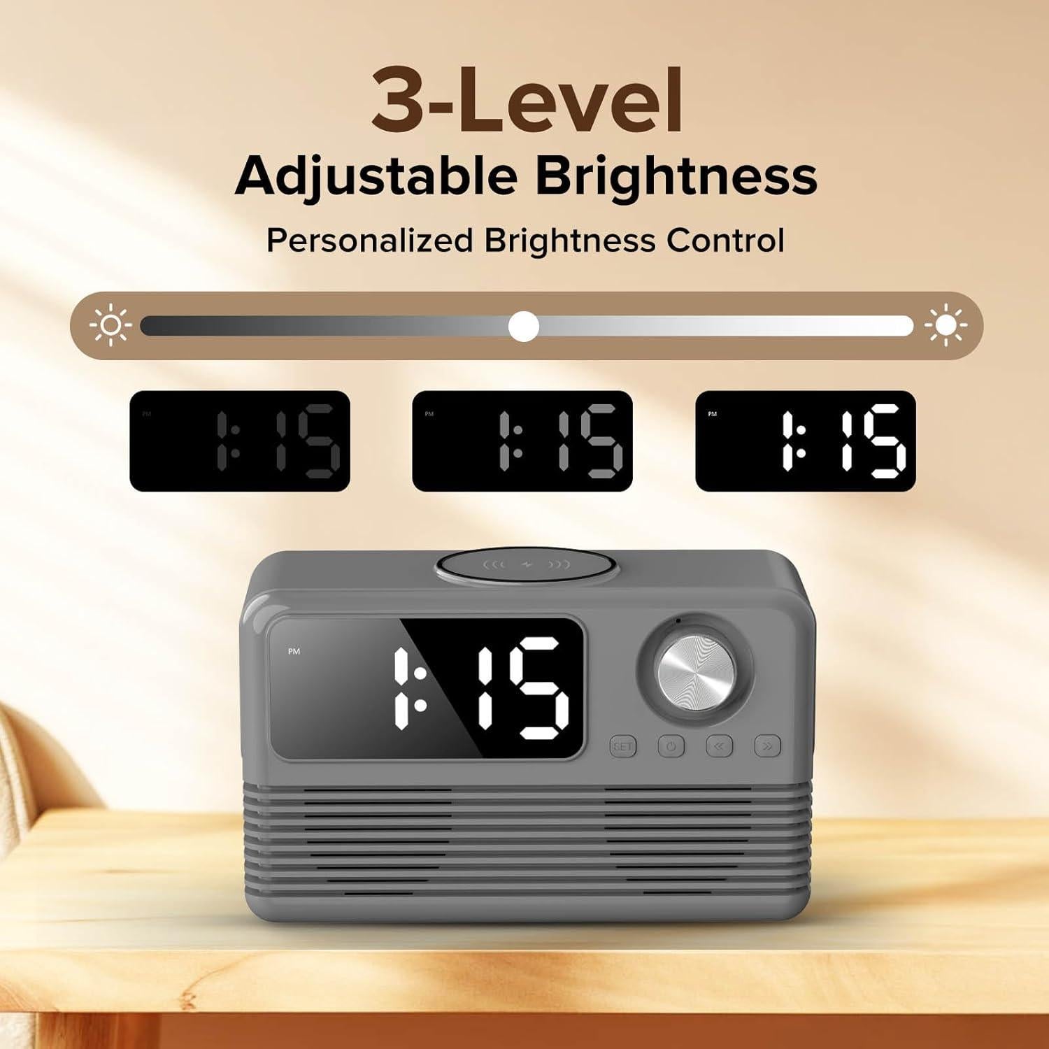 Cargador Inalámbrico 15W FlyShow con Altavoz Bluetooth y Reloj