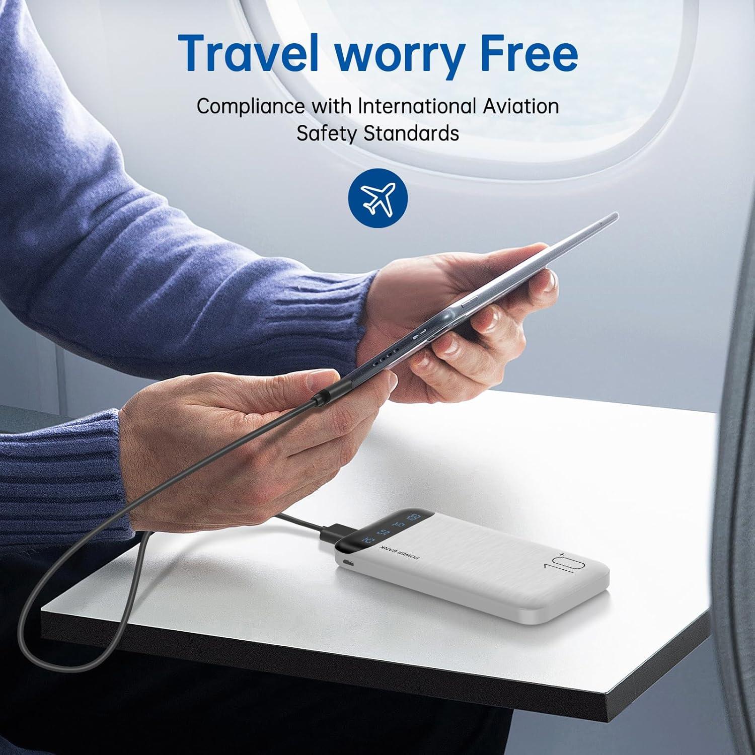 Cargador Portátil YOBON 10000mAh USB-C 2 Salidas Blanco