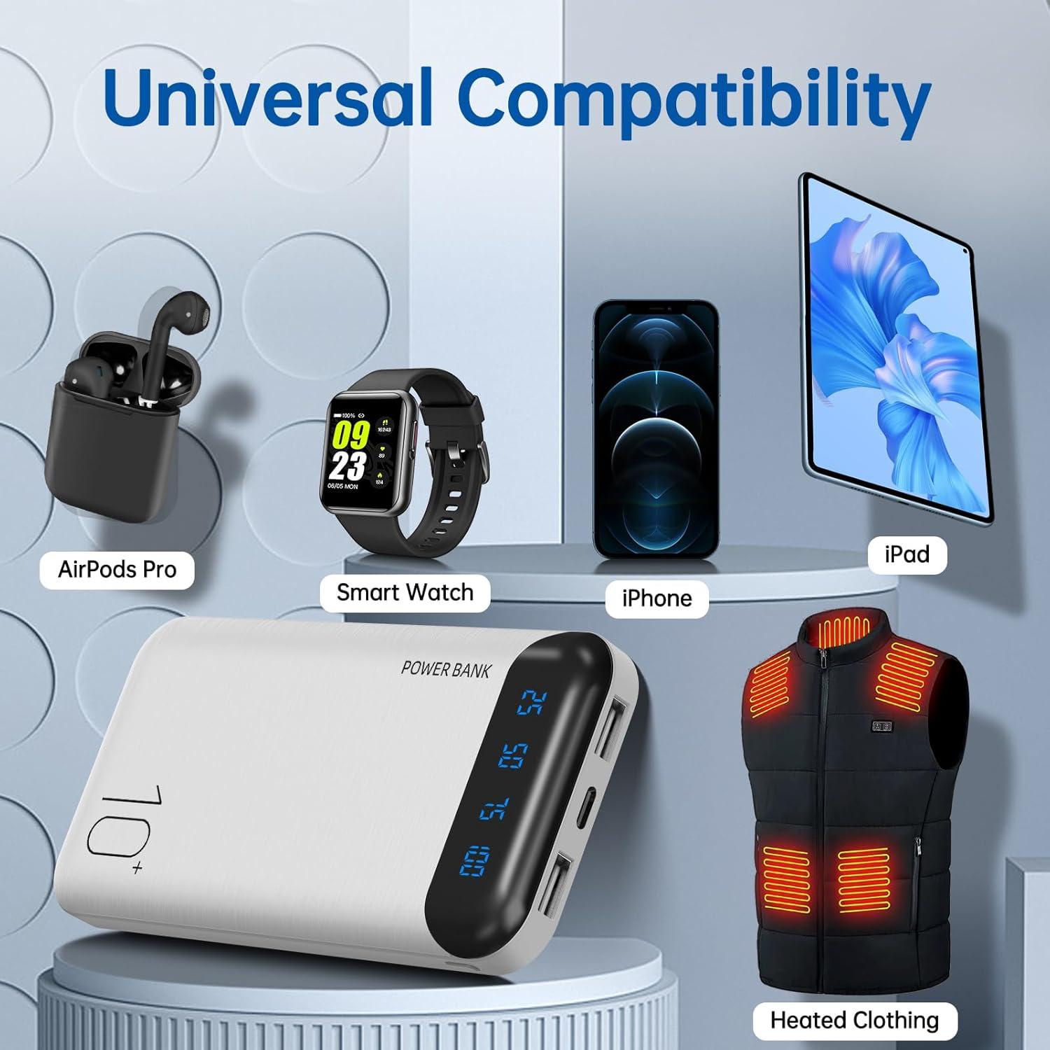 Cargador Portátil YOBON 10000mAh USB-C 2 Salidas Blanco