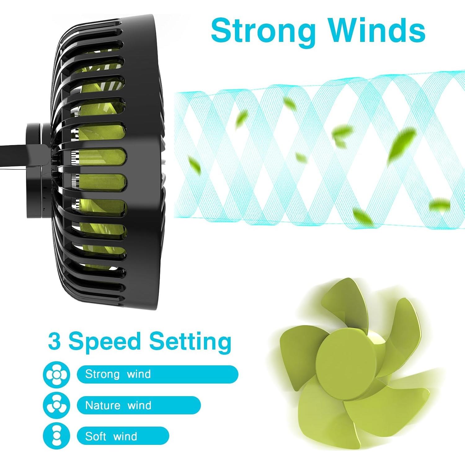 Ventilador USB para Asientos de Auto Dealswin CZFS 3 Velocidades