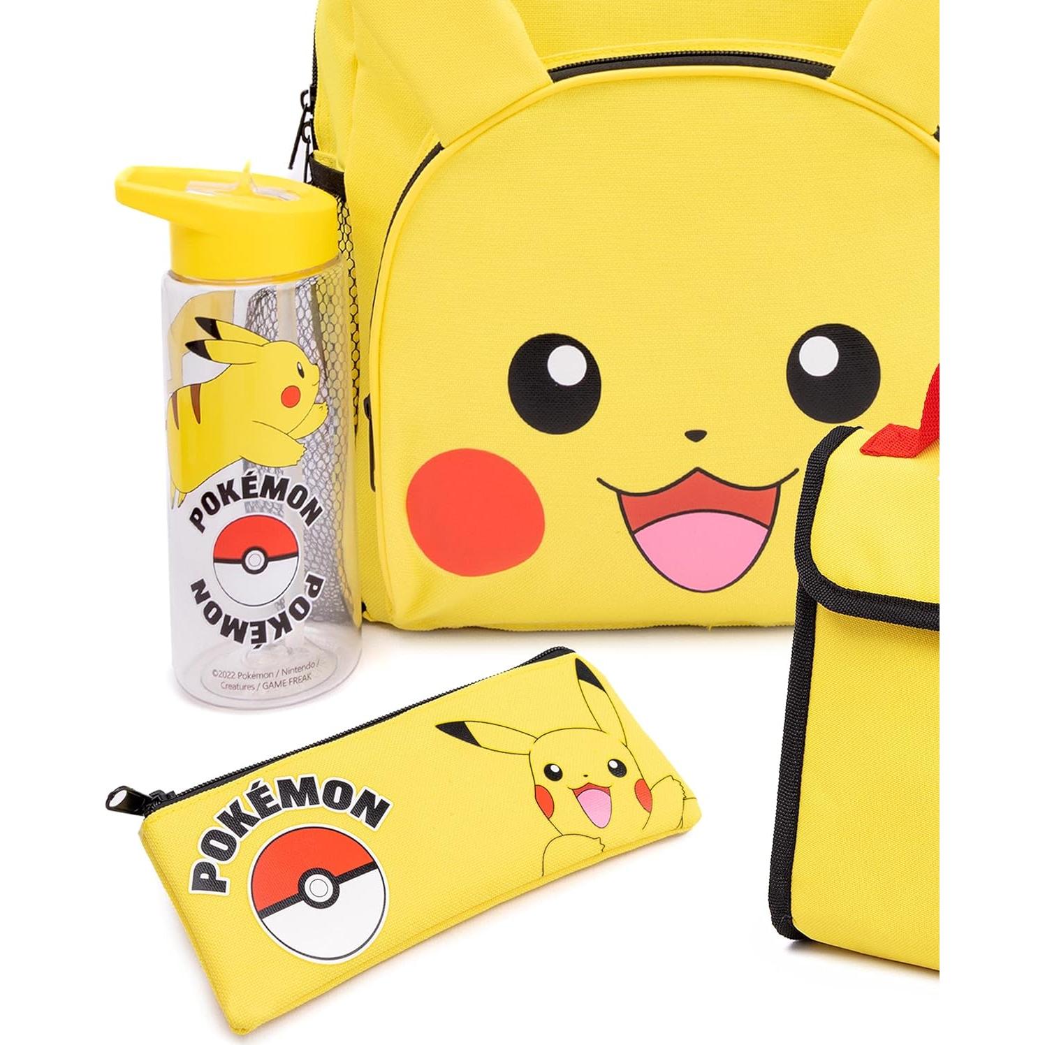 Set de Mochila Escolar Pikachu 4 Piezas con Estuche y Botella
