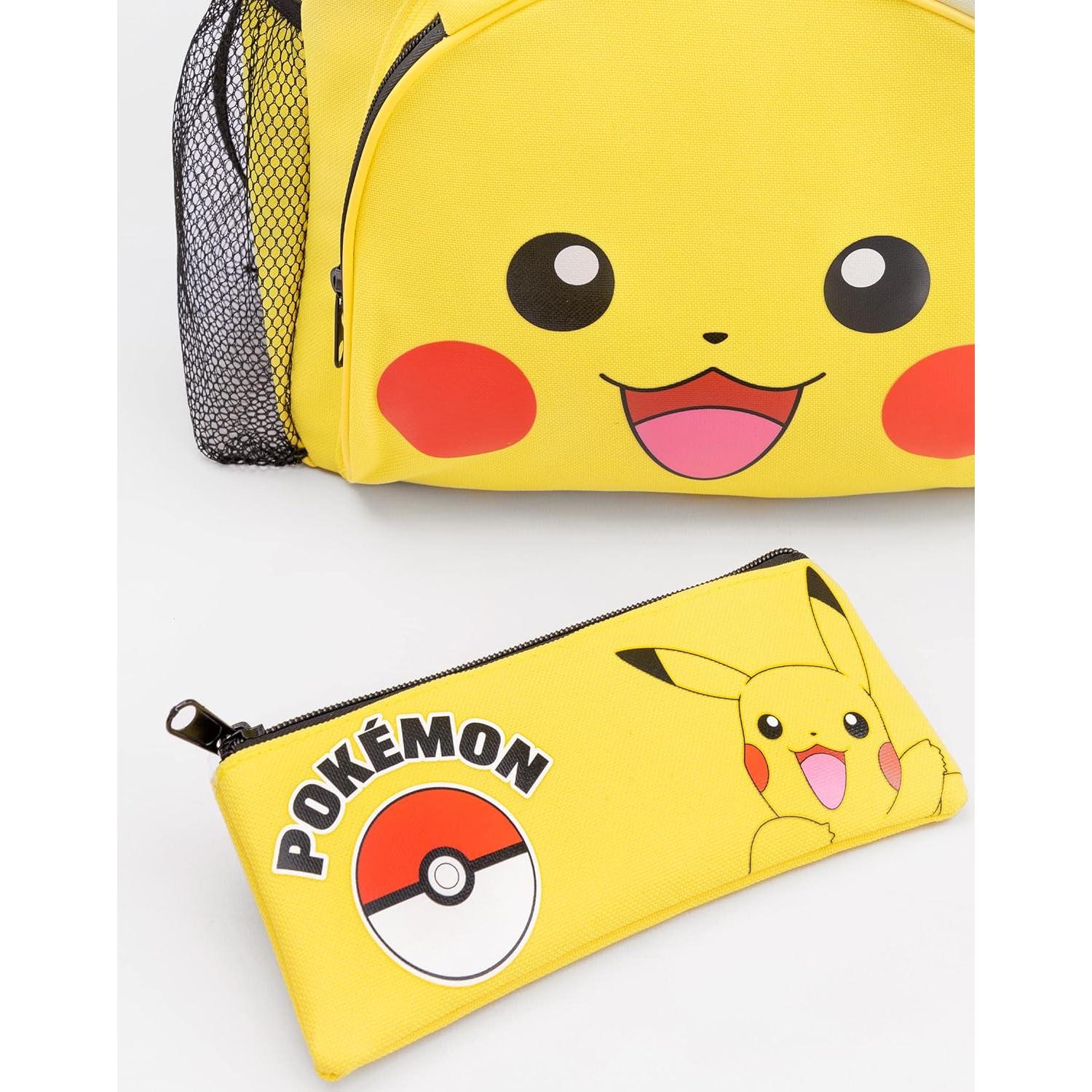 Set de Mochila Escolar Pikachu 4 Piezas con Estuche y Botella
