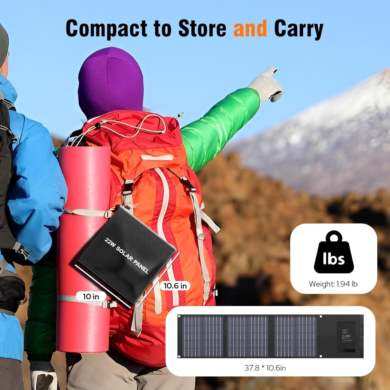 Panel Solar Plegable SinKeu 22W USB-C y USB-A Impermeable