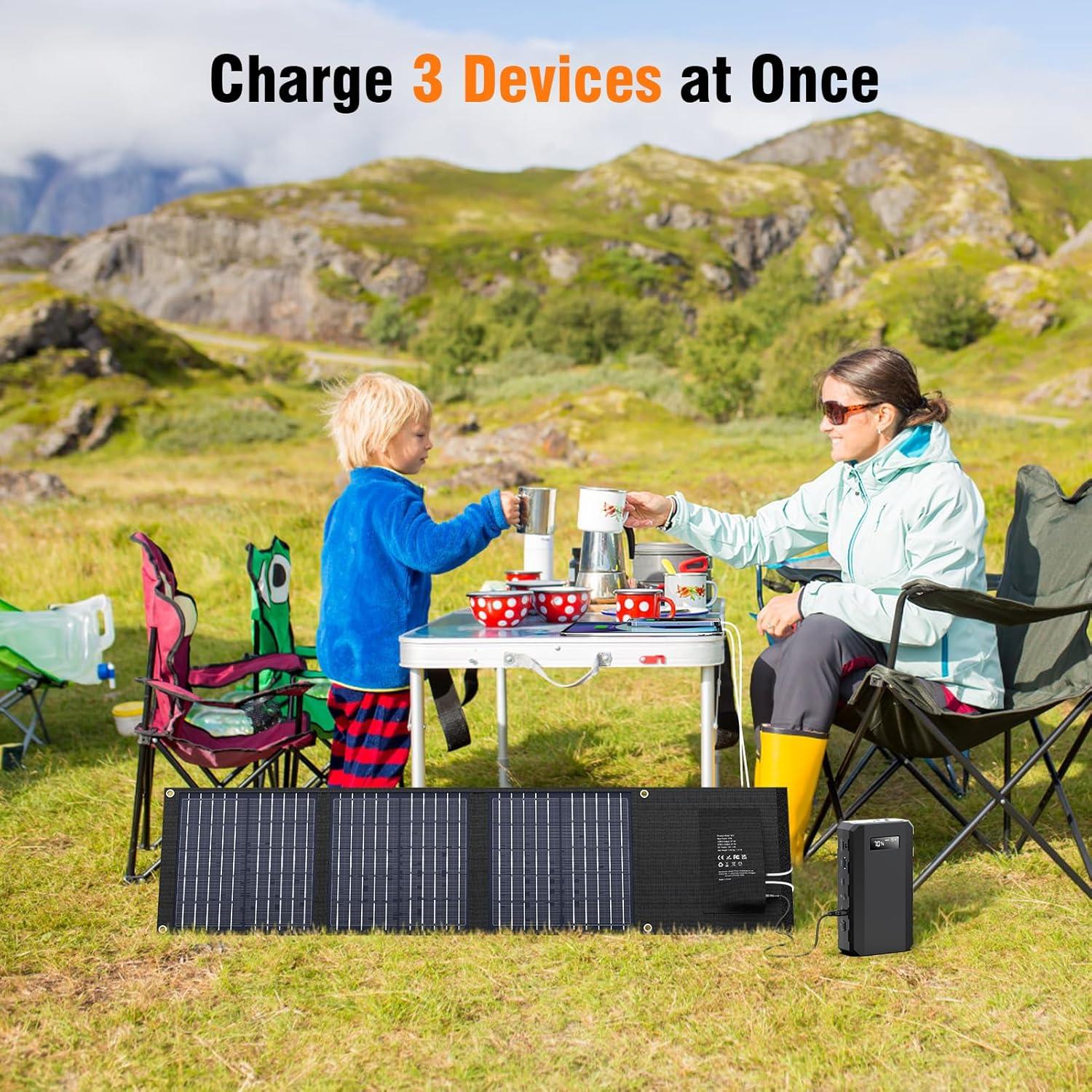 Panel Solar Plegable SinKeu 22W USB-C y USB-A Impermeable