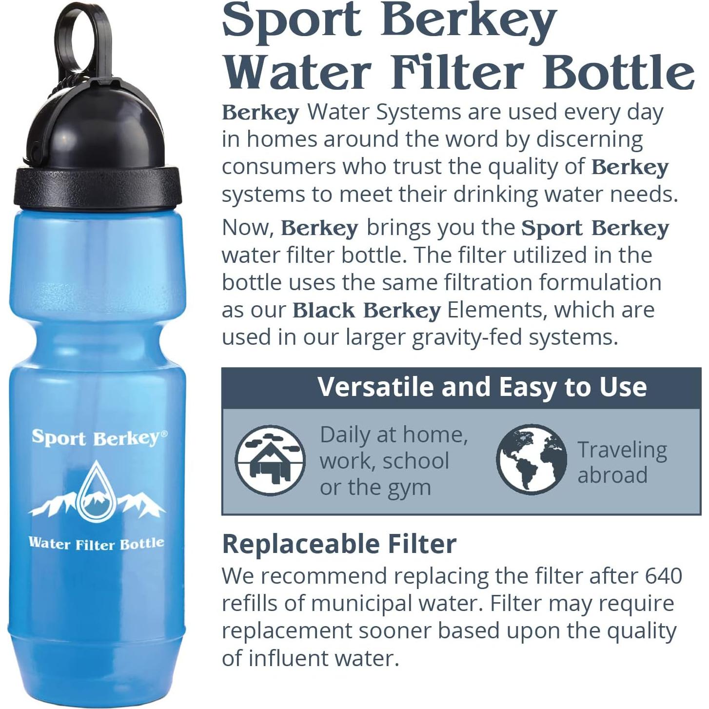 Botella de Agua Filtrada Berkey Sport 22oz Reutilizable