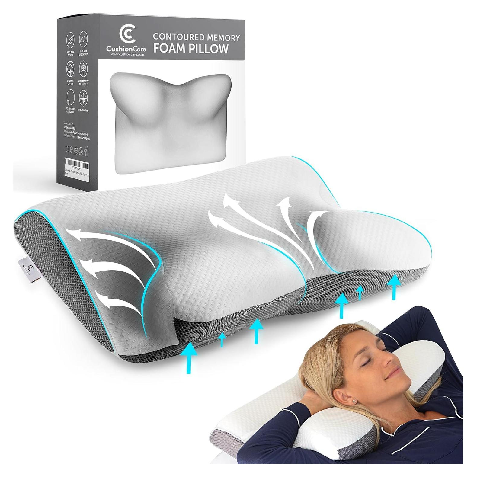 Cervical Memory Foam Pillow for Neck and Shoulder Pain Relief – Ergonomic, Orthopedic Contour Pillow for Side, Back, Stomach Sleepers And Sleeping Support - Free Sleeping Mask