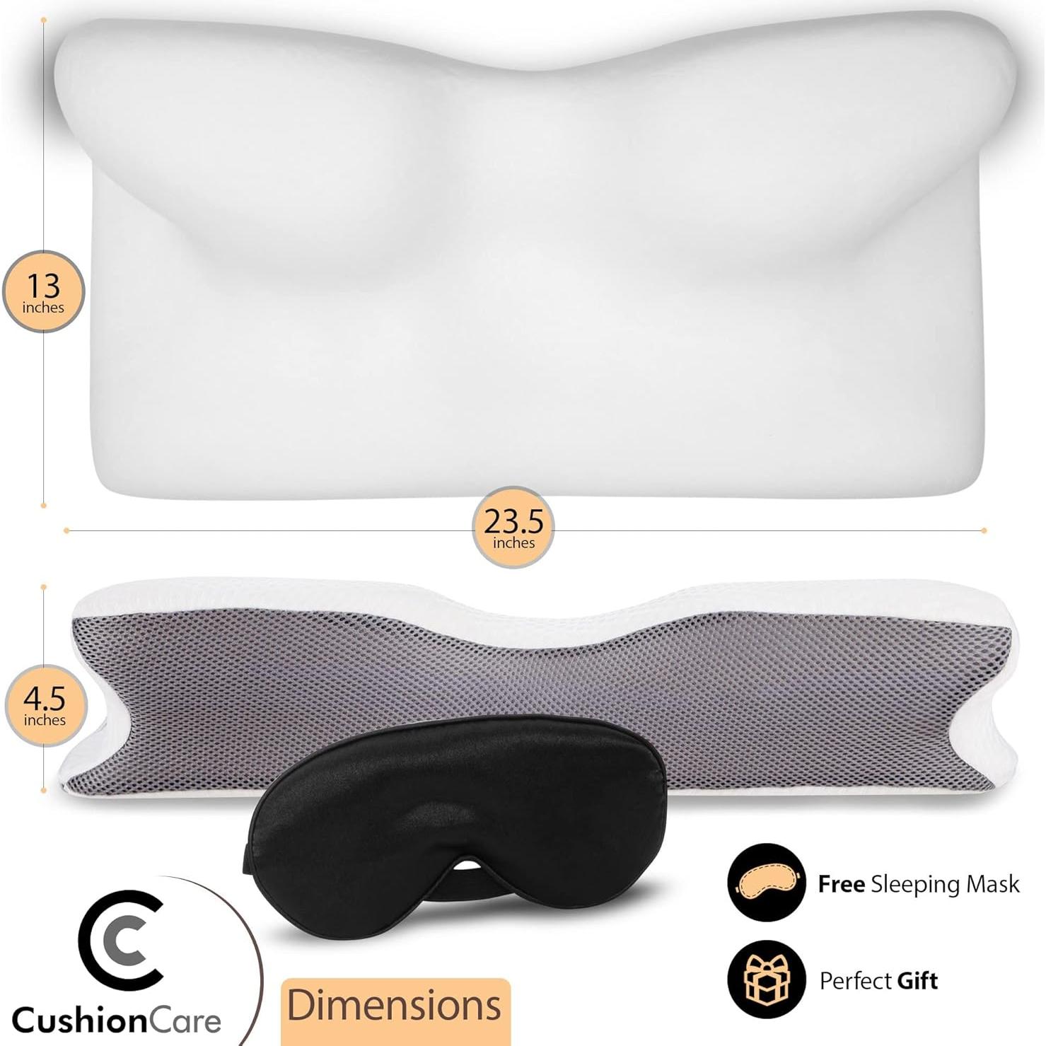 Cervical Memory Foam Pillow for Neck and Shoulder Pain Relief – Ergonomic, Orthopedic Contour Pillow for Side, Back, Stomach Sleepers And Sleeping Support - Free Sleeping Mask