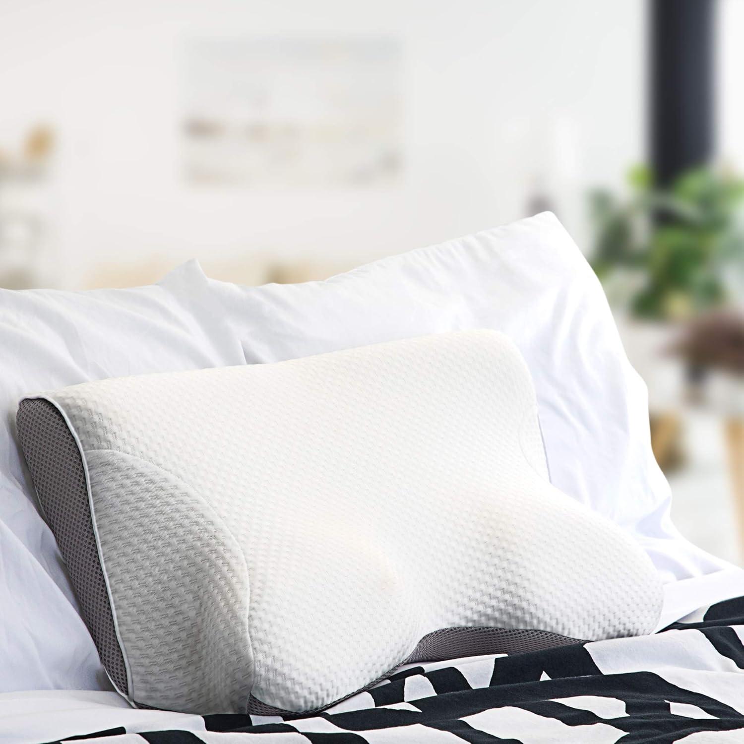 Cervical Memory Foam Pillow for Neck and Shoulder Pain Relief – Ergonomic, Orthopedic Contour Pillow for Side, Back, Stomach Sleepers And Sleeping Support - Free Sleeping Mask