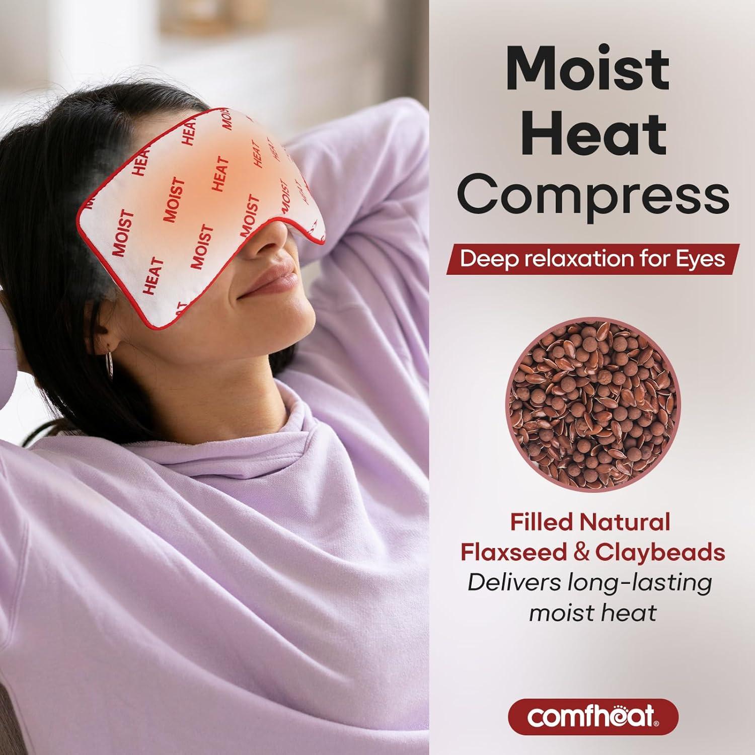 Lavender Eye Pillow for Yoga, Microwavable Moist Heat Eye Compress Mask Pillow with Washable Cotton Cover for Relaxation, Sleeping, Meditation, Yoga, Spa, Migraine Relief