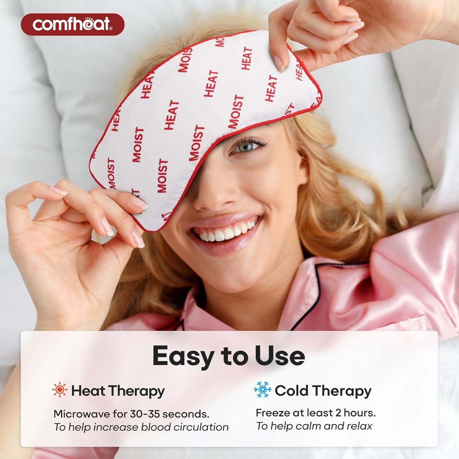 Lavender Eye Pillow for Yoga, Microwavable Moist Heat Eye Compress Mask Pillow with Washable Cotton Cover for Relaxation, Sleeping, Meditation, Yoga, Spa, Migraine Relief