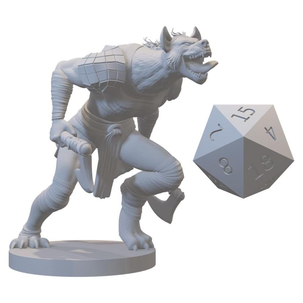 Miniatura Humanoide Gnoll 2 Resina 28mm-32mm Sin Pintar