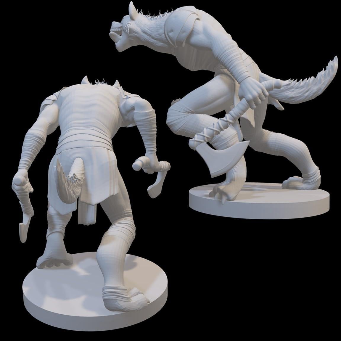 Miniatura Humanoide Gnoll 2 Resina 28mm-32mm Sin Pintar