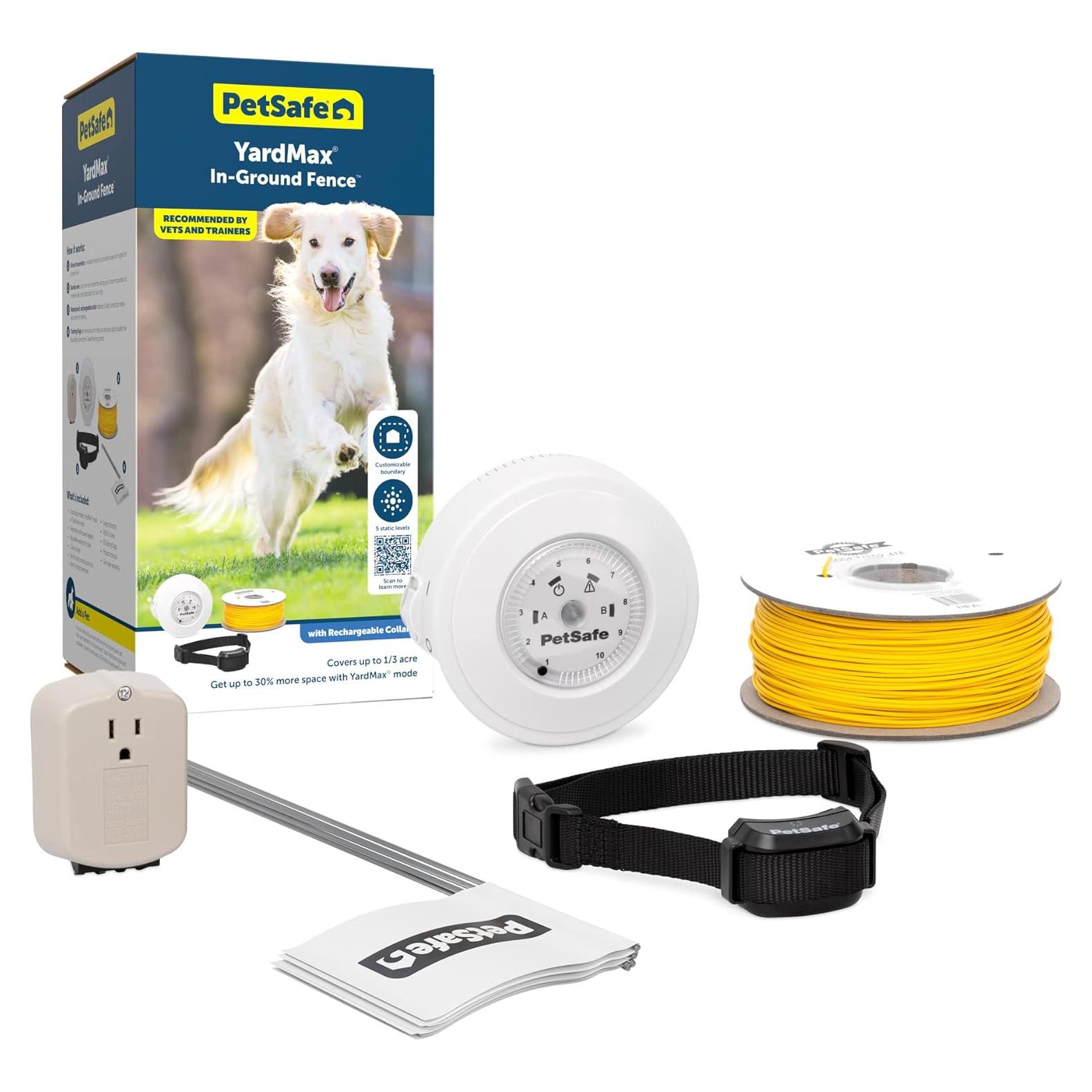 PetSafe YardMax Rechargeable In-Ground Dog Fence (500 Ft 1/3 Acre), Underground Dog Containment Kit, Covers Up to 10 Acres, Electric Pet Collar, from The Parent Company of Invisible Fence Brand