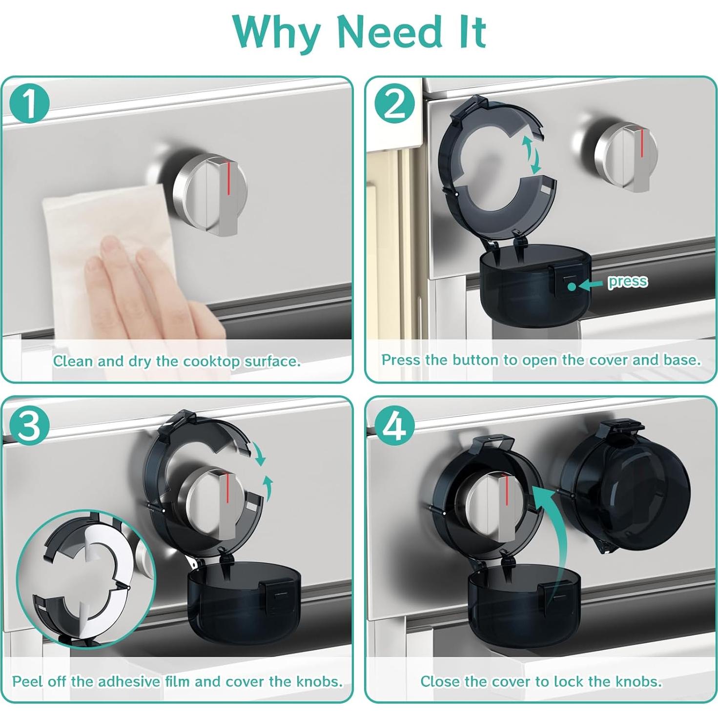 Cubiertas de Perillas de Estufa AOSITE - Seguridad Infantil, 5 Pzas