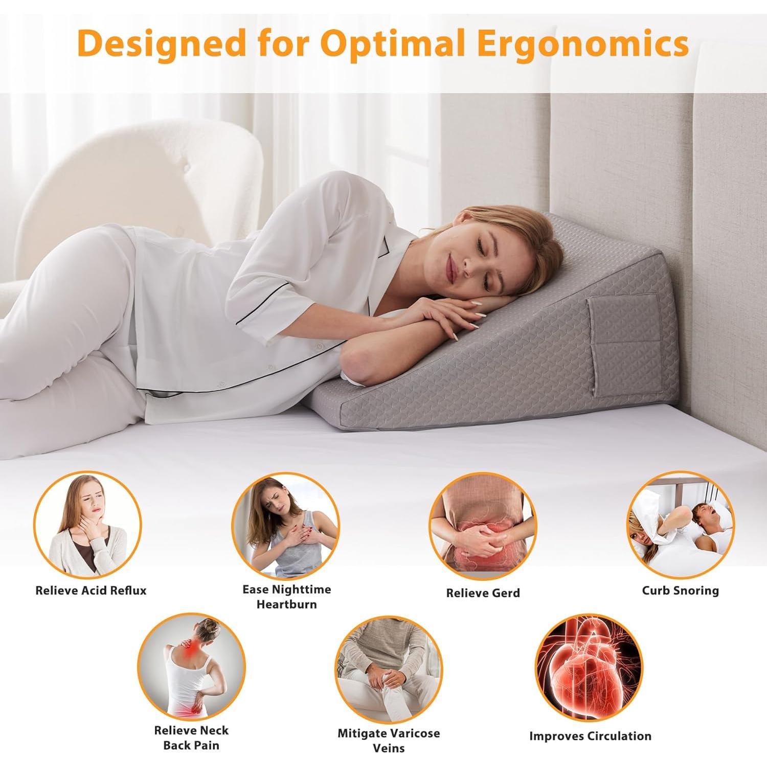 Cojín en Cuña Ruqmuis 25.4 cm para Reflujo y Dolor de Espalda