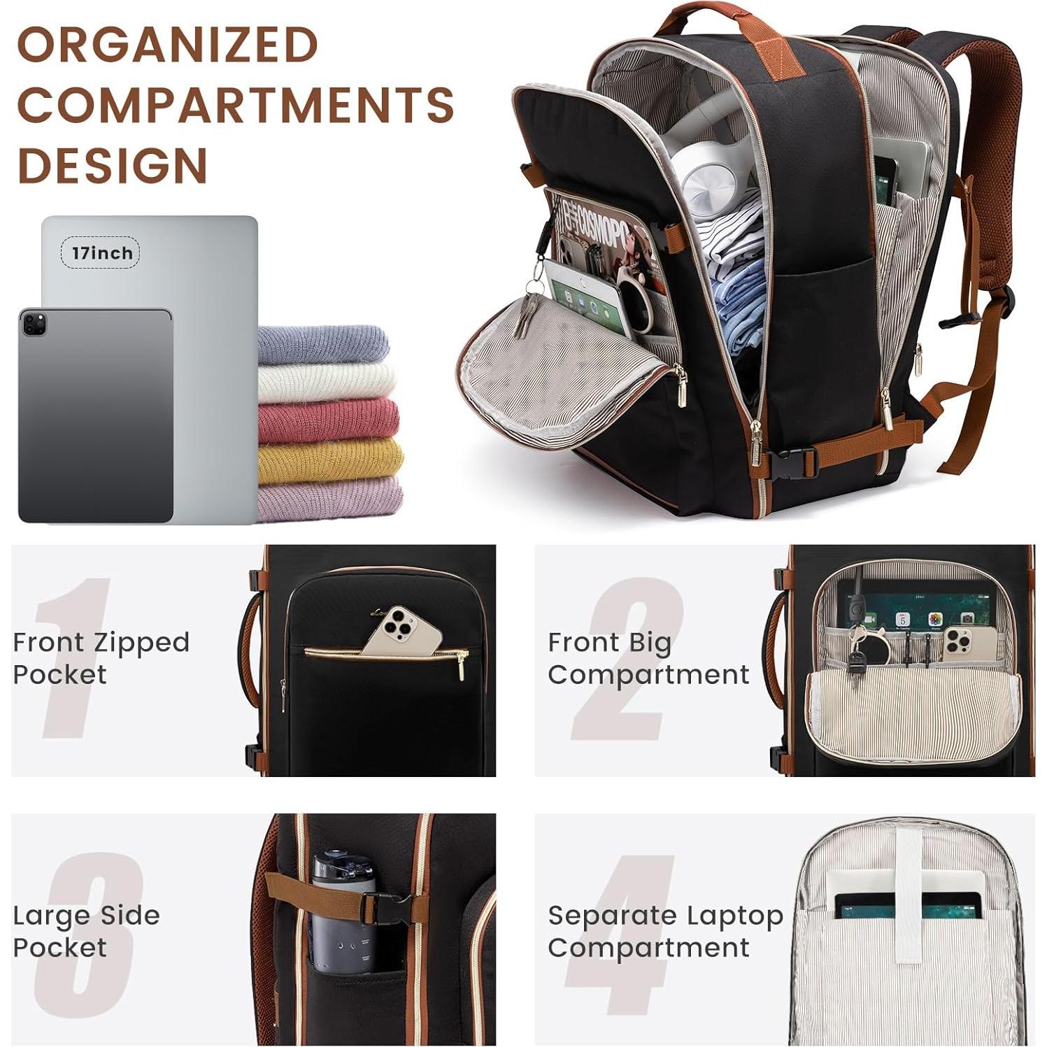 Mochila de Viaje LOVEVOOK 40L Unisex 17.3" Aprobada Aerolíneas